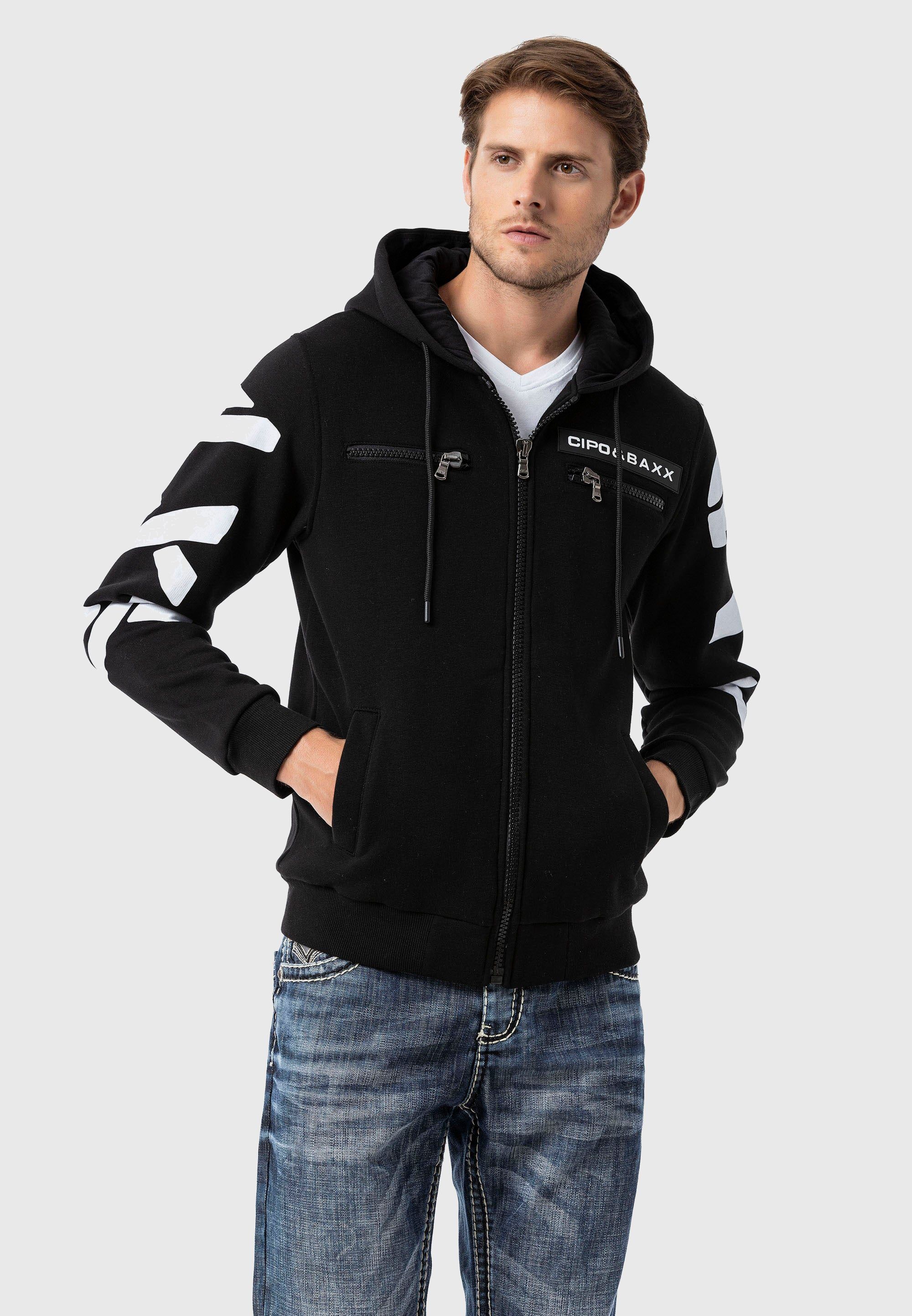 Cipo & Baxx Strickjacke "Sweatjacken" 1 mit Ärmel- und Rückenprint
