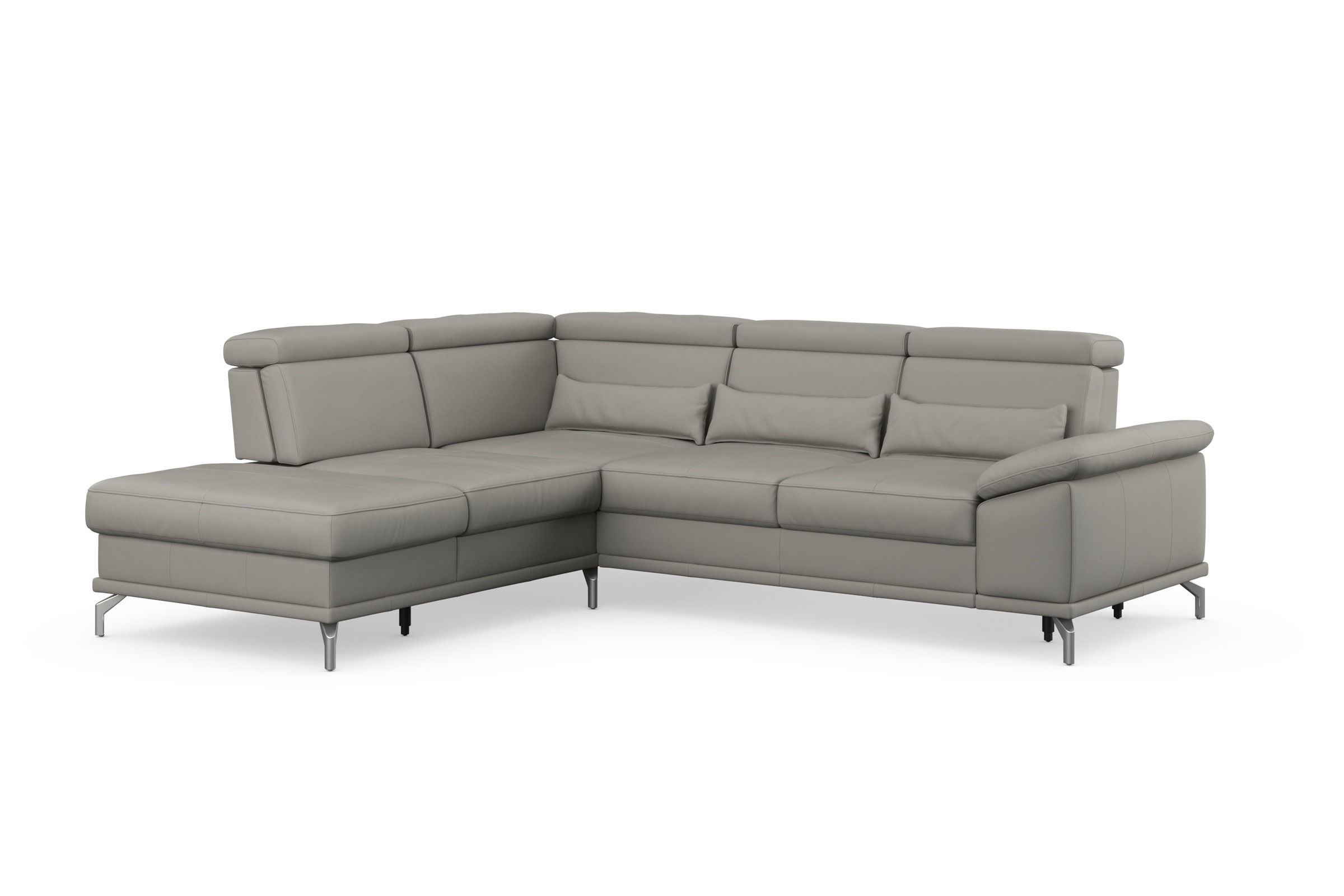 sit&more Ecksofa »Cabrio L-Form, mit Sitztiefenverstellung, Arm- und Kopfteilverstellung«, 3 Nierenkissen, Federkern, optional Bettfunktion und Stauraum