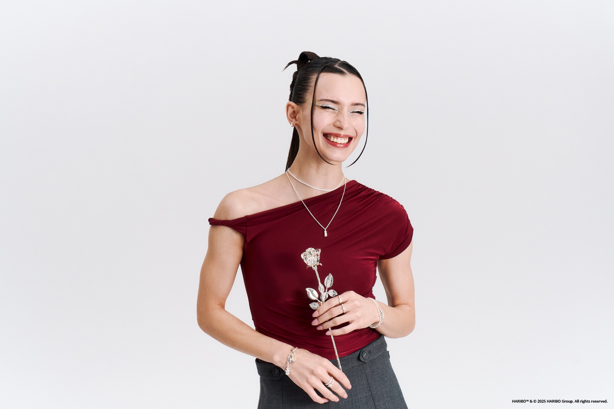 Kette mit Anhänger THOMAS SABO "THOMAS SABO x HARIBO: Kette mit Goldbär" Gr. 50, silber (silberfarben), Halsketten, Damen, 50, Silber 925 (recycelt) 2
