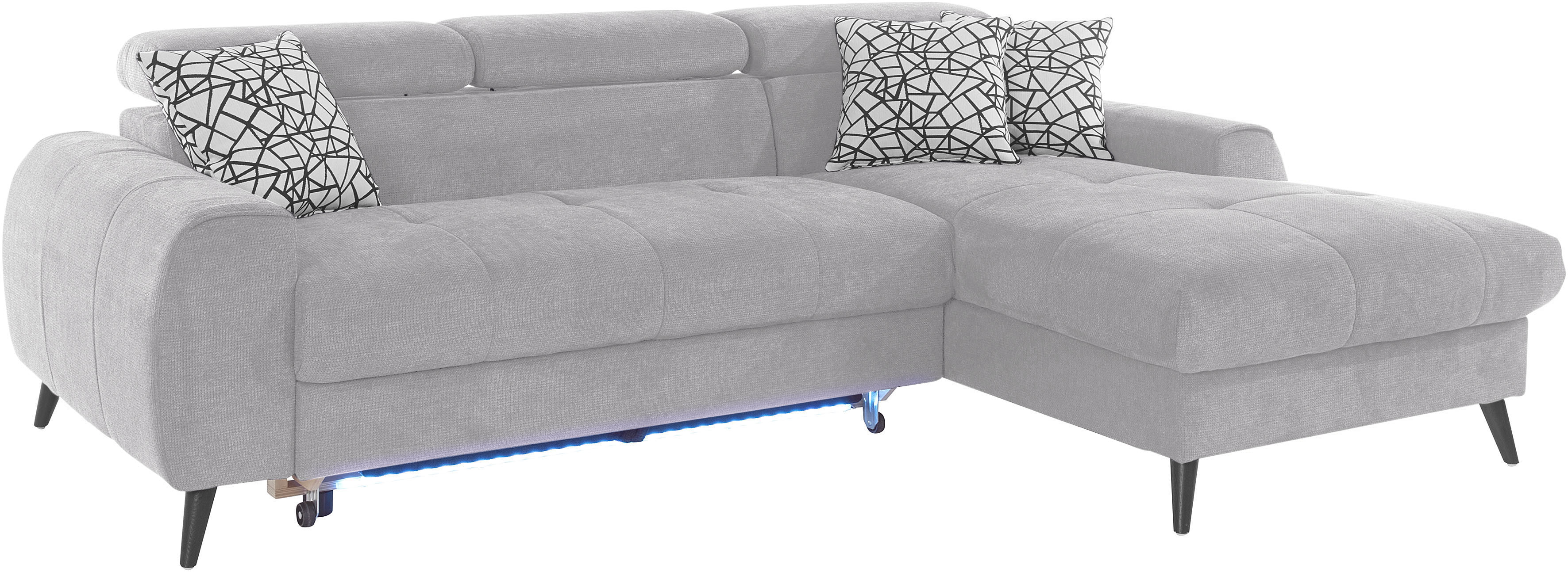 Thumbnail - COTTA Ecksofa "Mia L-Form mit 3 Zierkissen" wahlweise mit Bettfunktion, Bettkasten, Beleuchtung & Wireless-Charger