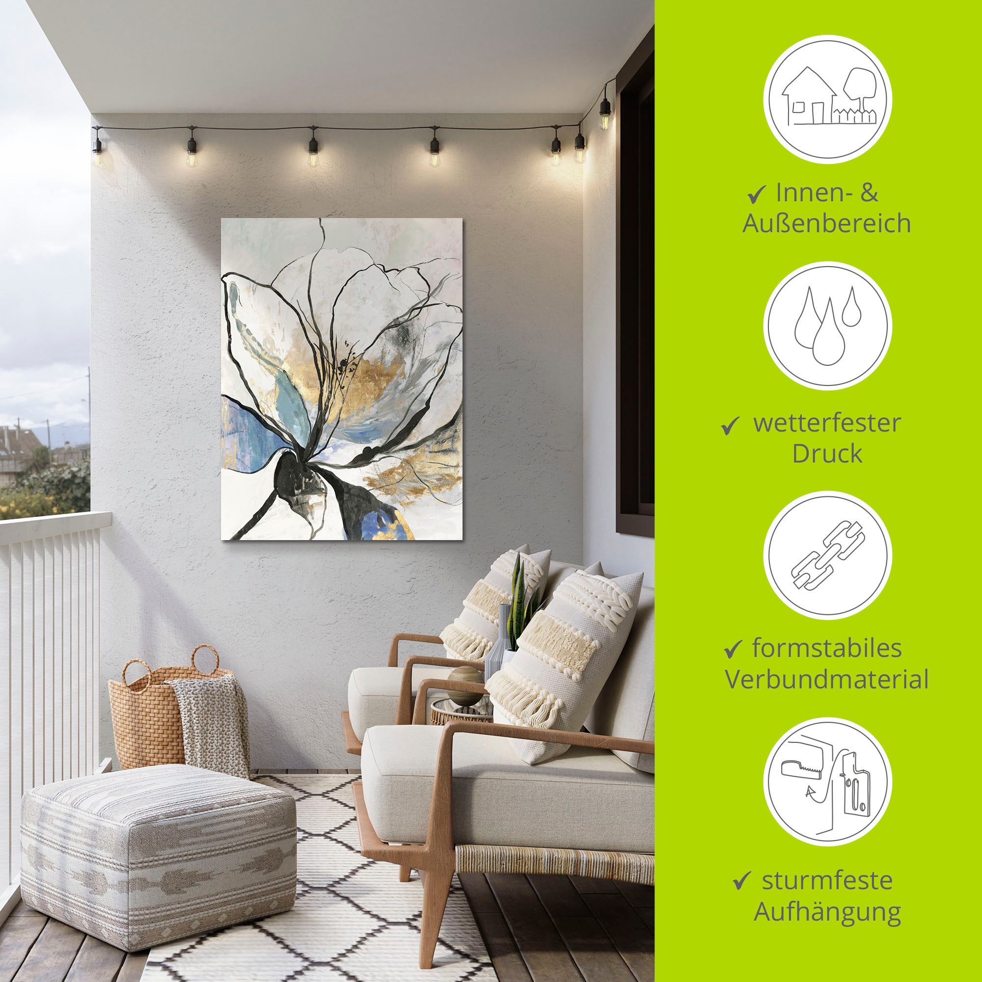 Artland Wandbild »Umrissenes Blumenmuster I«, Blumenbilder, (1 St.), als Alubild, Outdoorbild, Leinwandbild, Poster, Wandaufkleber