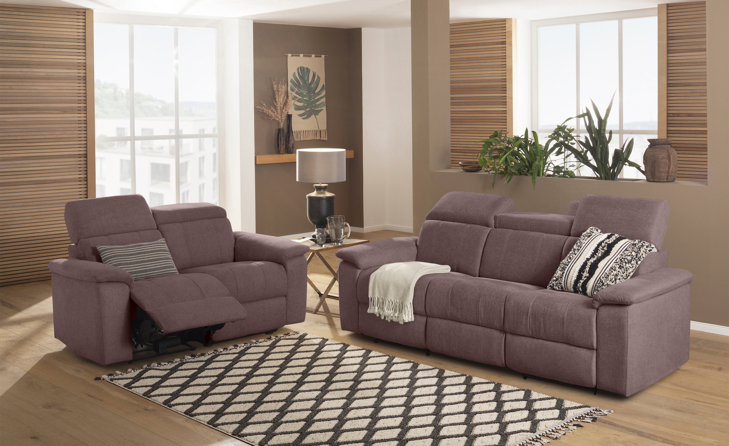 Home affaire Polstergarnitur »Binado«, (Set, 2 tlg.), mit manueller oder elektrischer Relaxfunktion mit USB-Anschluss