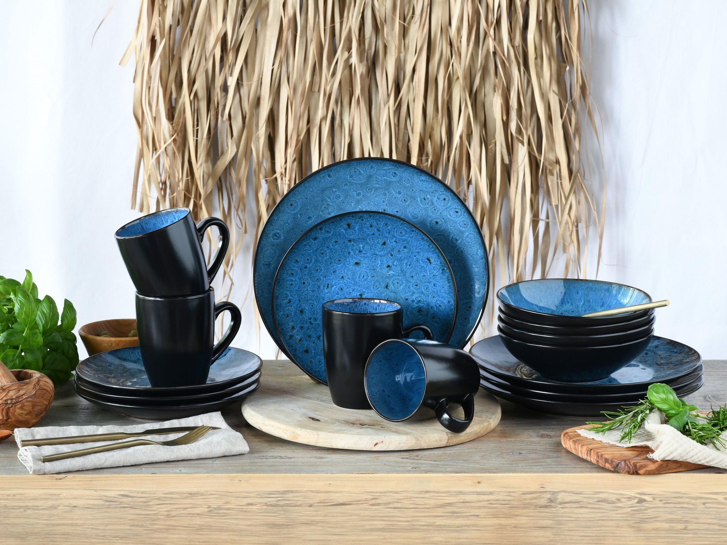 CreaTable Kombiservice "Geschirr-Set Capri" Service, intensiv blaue Reaktiv günstig online kaufen