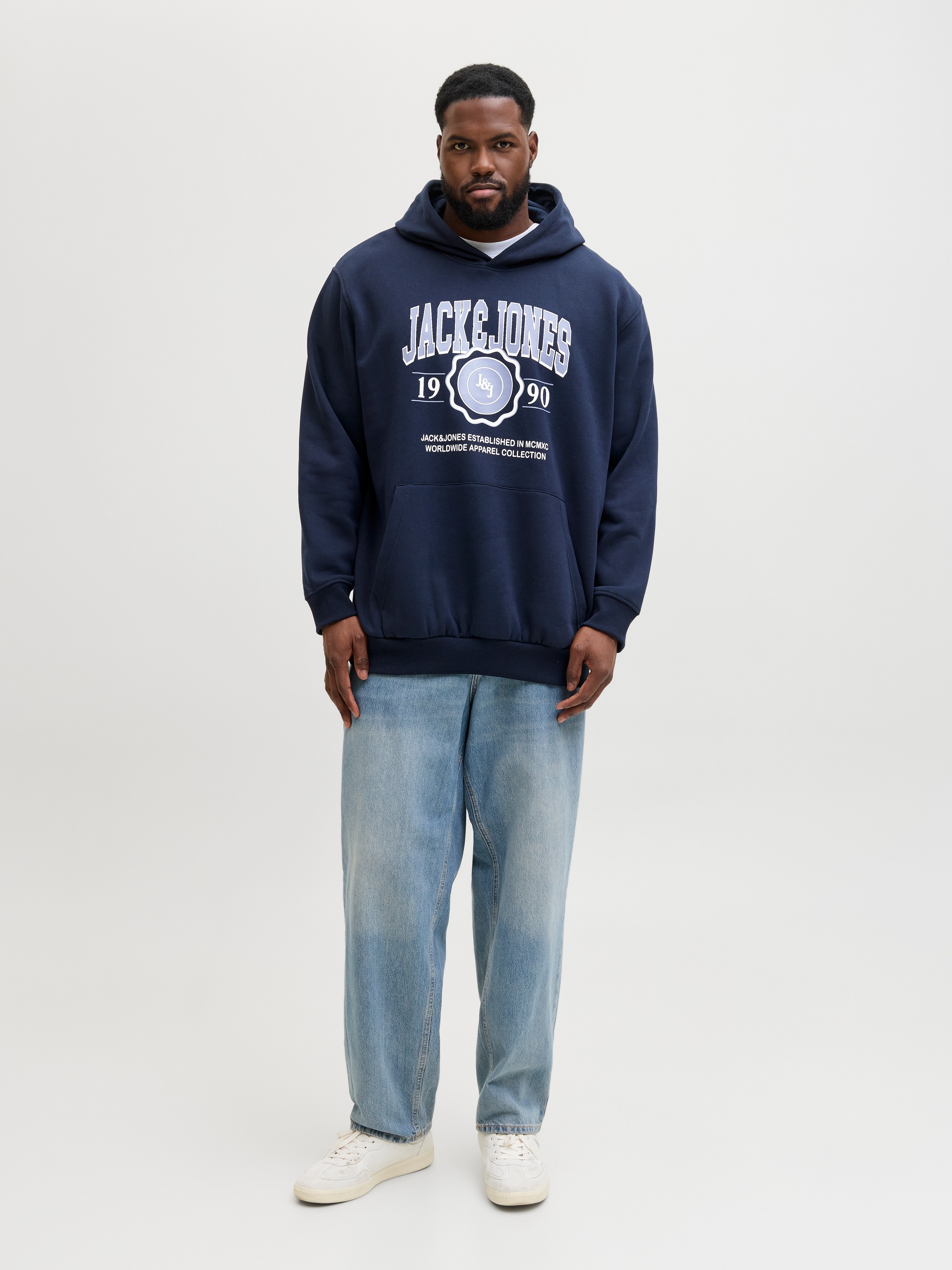 Jack & Jones JJMAKO Sweat Hood Plus Size Sky Captain 4XL 3