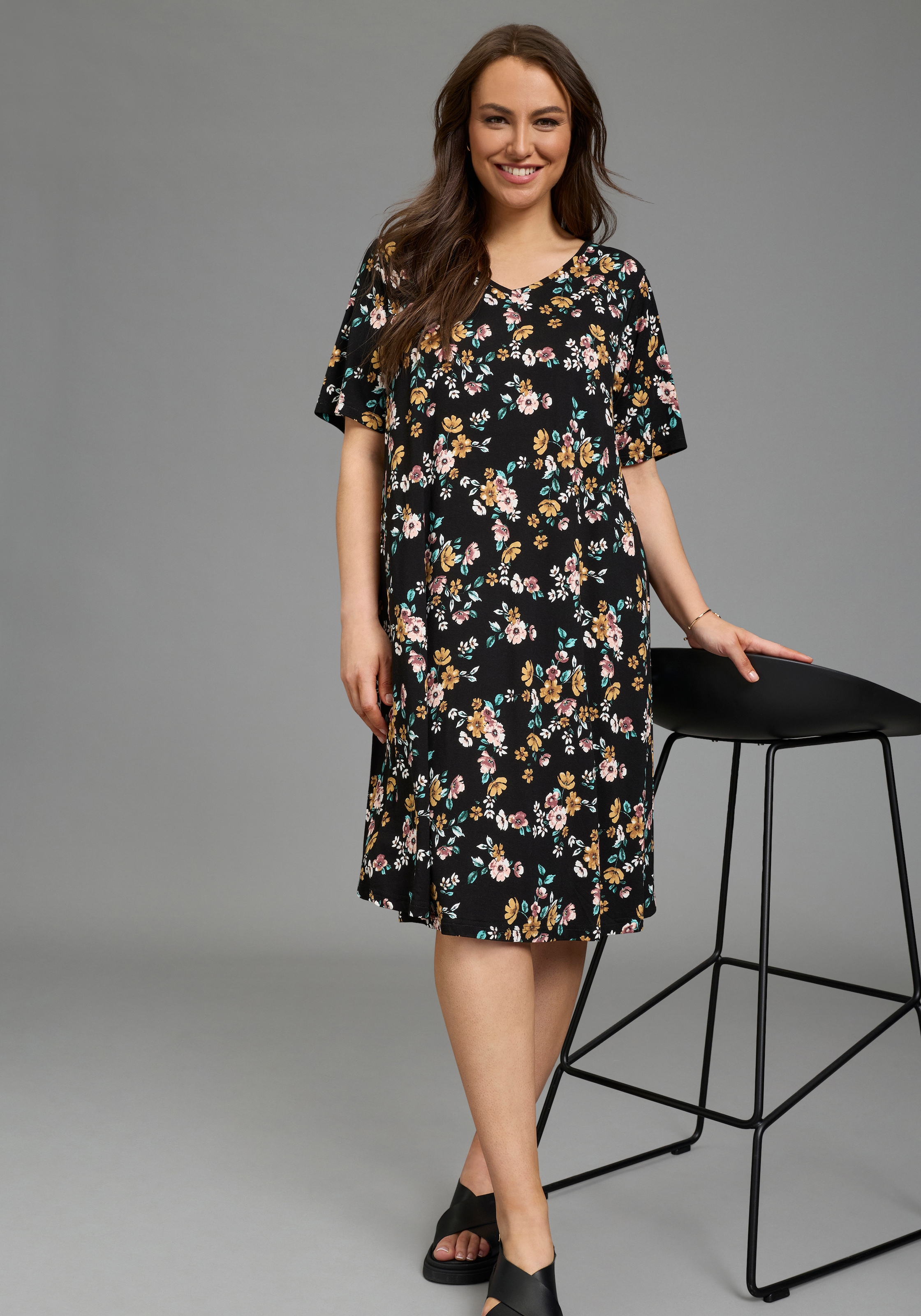 Laura Scott CURVE Jerseykleid in geblümter Optik, für vielseitige Alltagsmo günstig online kaufen