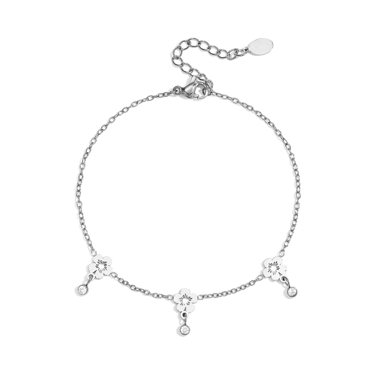 Adelia´s Charm-Armband »Charmarmband mit Blumenanhängern, 17 cm + 3 cm« Modeschmuck mit drei Blumenanhängern – trendig im floralen Look