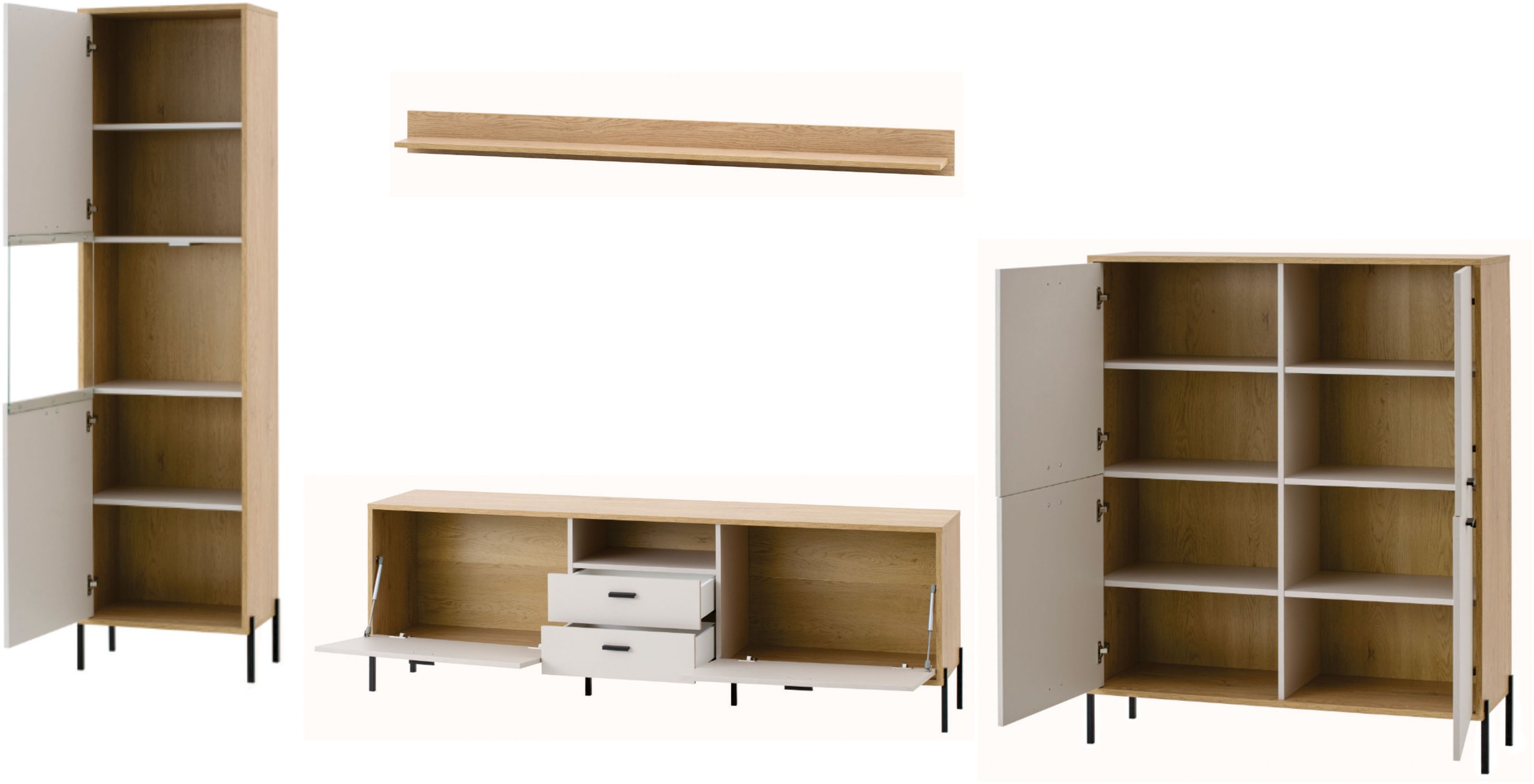 Home affaire Wohnwand »Fredericia, moderne Anbauwand, Komplettset in Kaschmir« Set, 4 Stk. tlg.