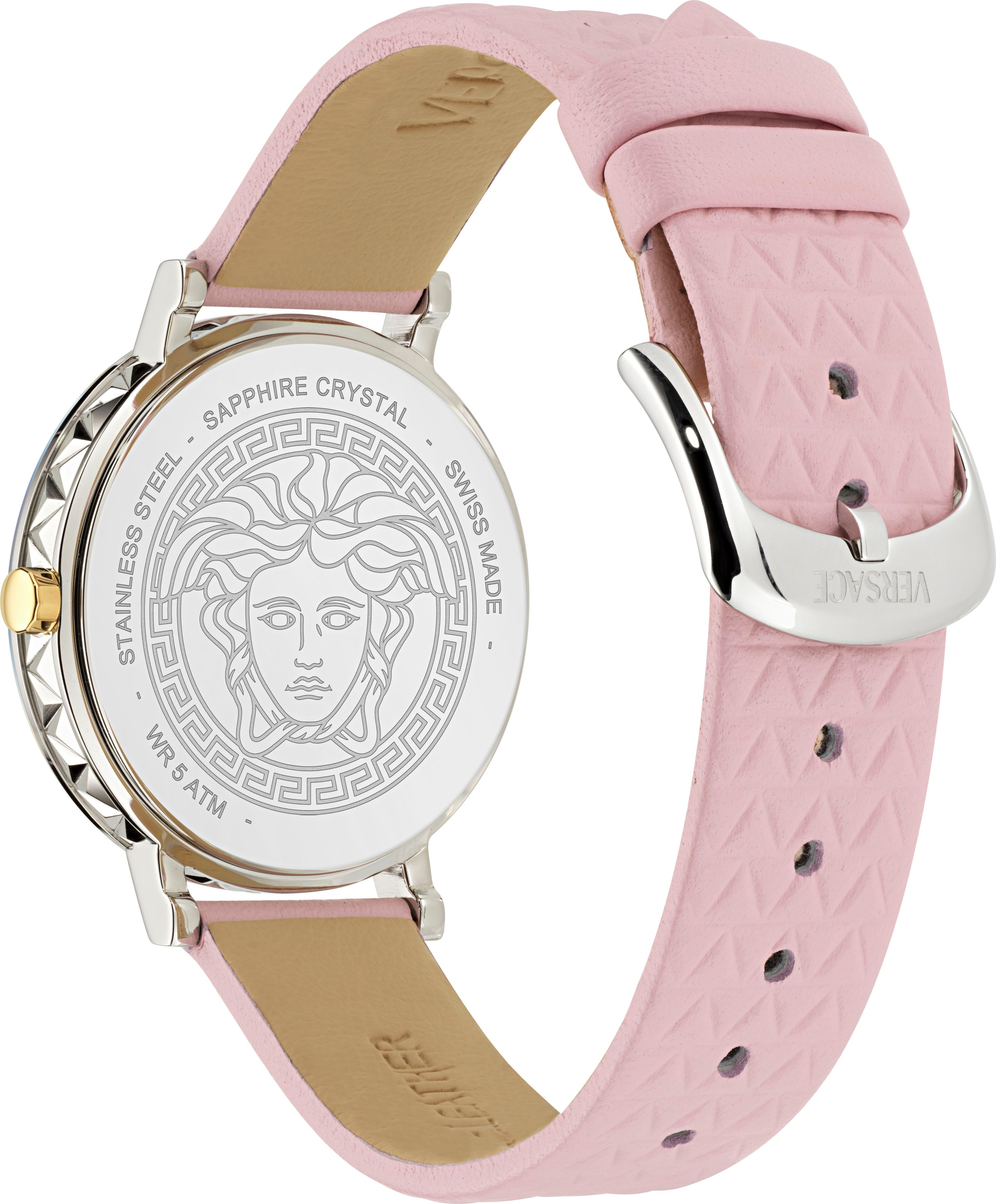 Versace Quarzuhr »VERSACE DAEDALUS«, Armbanduhr, Damenuhr, Swiss Made, Lederarmband, analog, Saphirglas