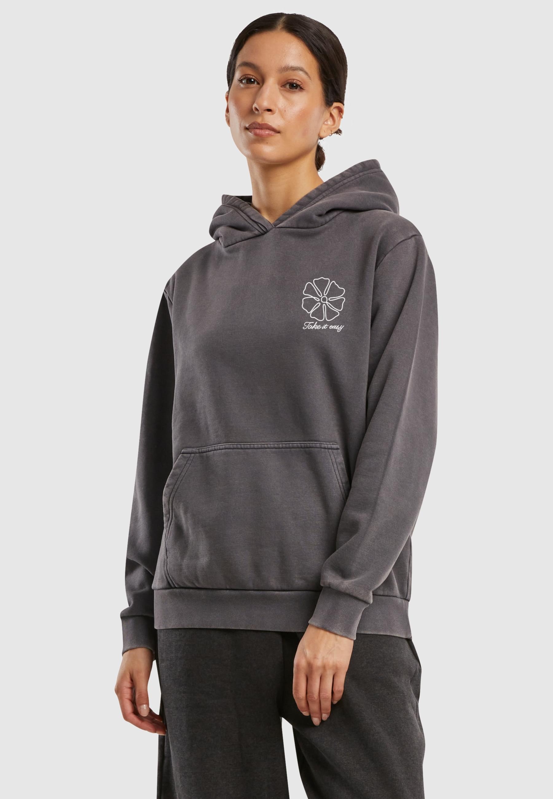 Miss Tee Kapuzenpullover »Miss Tee One Line Flowers Ladies Vintage Heavy Hoody«, (1 tlg.)