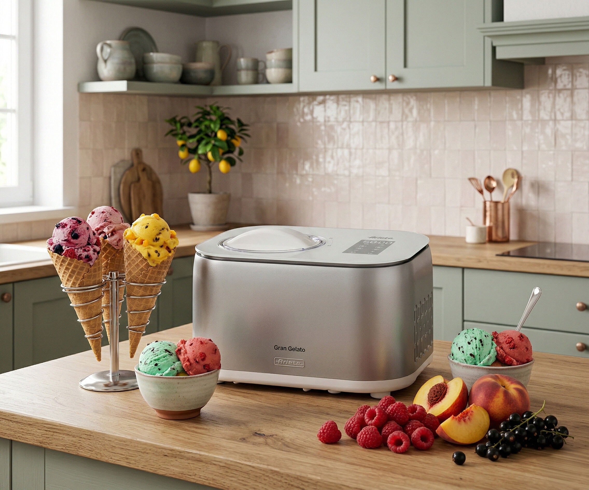 Ariete Eismaschine »Gran Gelato« 1 l 100 W Die integrierte Nachkühlfunktion Hält dein Eis bis zu 1 Stunde kühl.