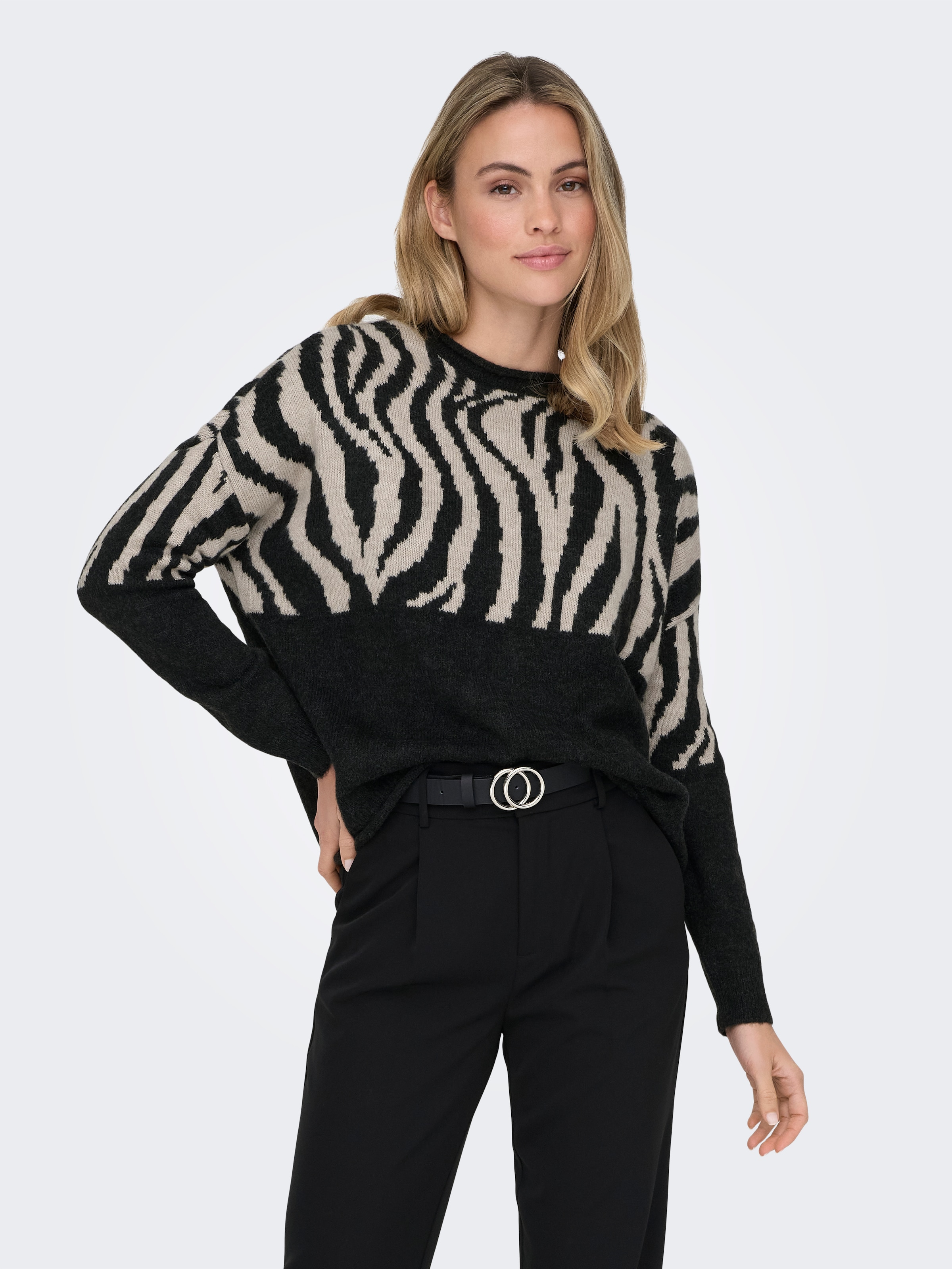 ONLY Rundhalspullover "ONLJADE ZEBRA LS O-NECK CC KNT" günstig online kaufen