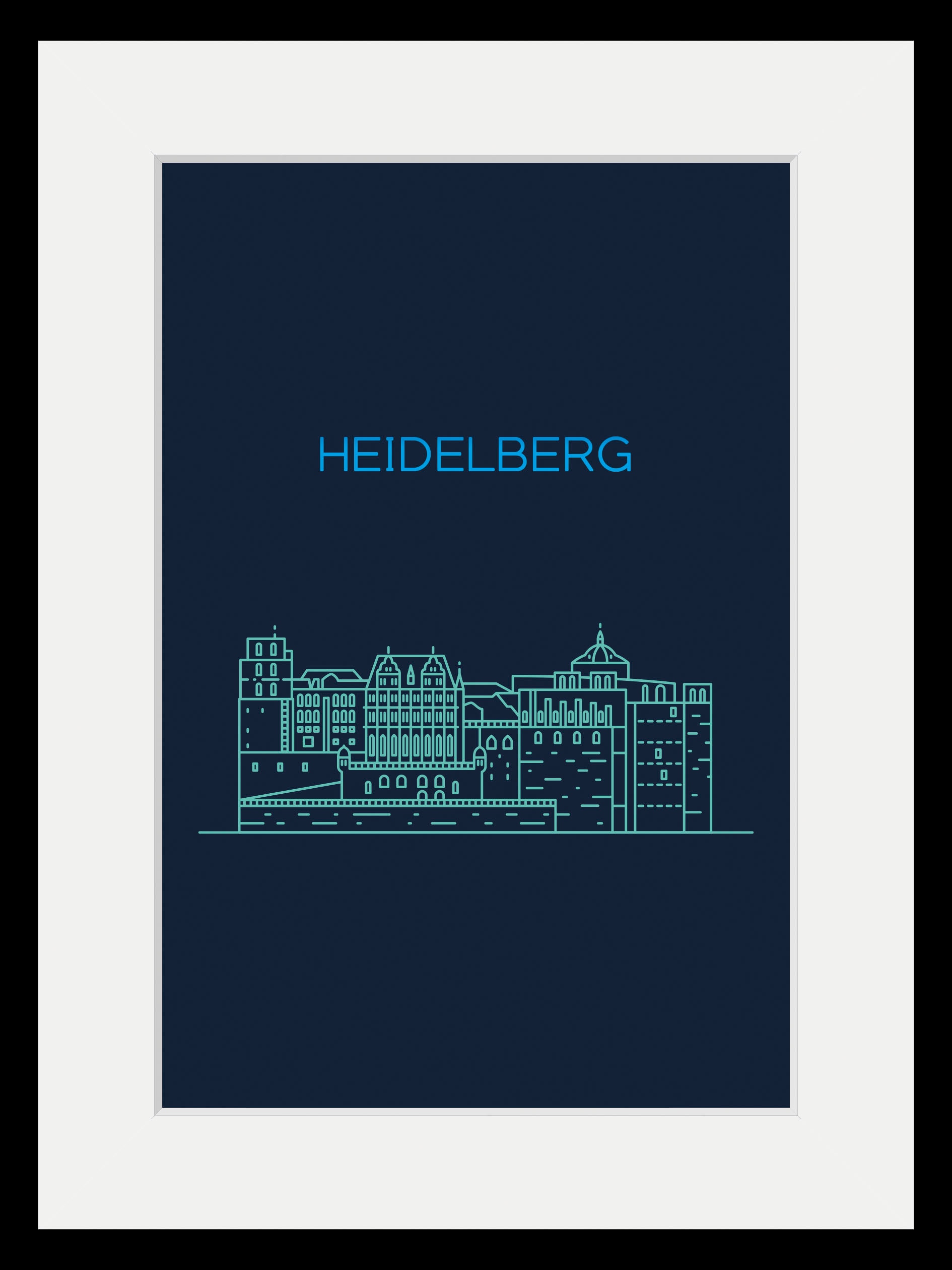 queence Bild »Heidelberg Sightseeing«, Städte-Schriftzug-Deutschland-Stadt-Gebäude, (1 St.), HD Premium Poster-Druck inkl. Holzrahmen