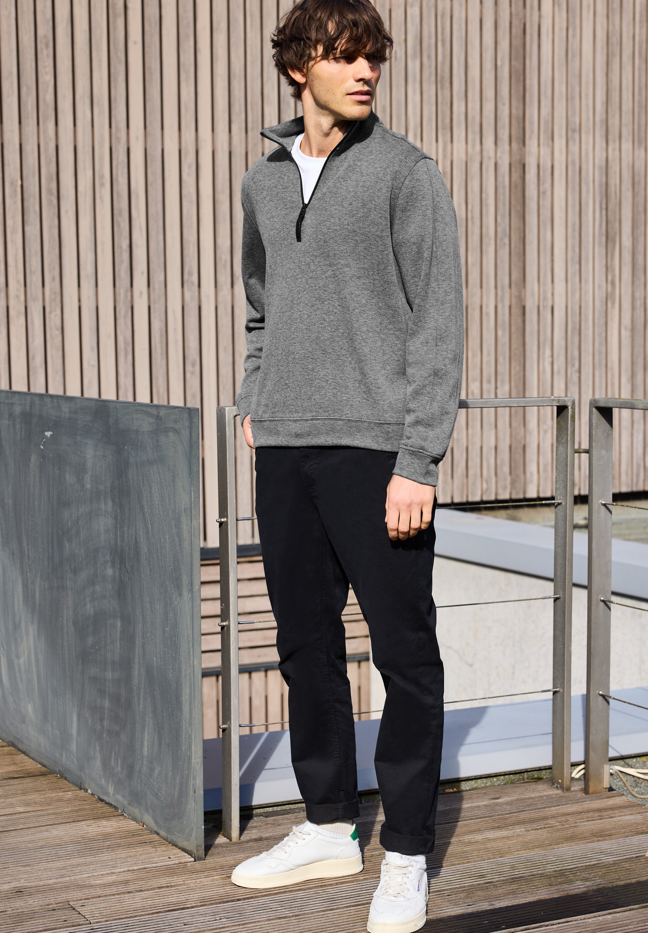 STREET ONE MEN Rollkragenpullover im soften Baumwoll-Mix