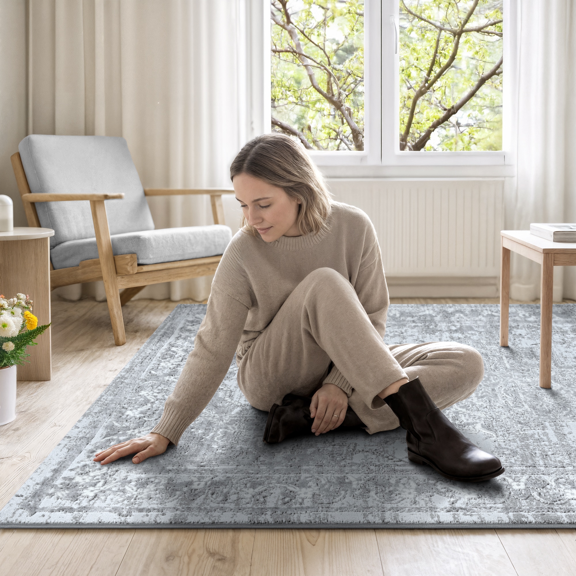 Sanat Teppich »Harmony 3220 , auch als Läufer und rund« rechteckig 12 mm Höhe Wohnzimmer, Kurzflor, modern,  Orient Optik, Schlafzimmer