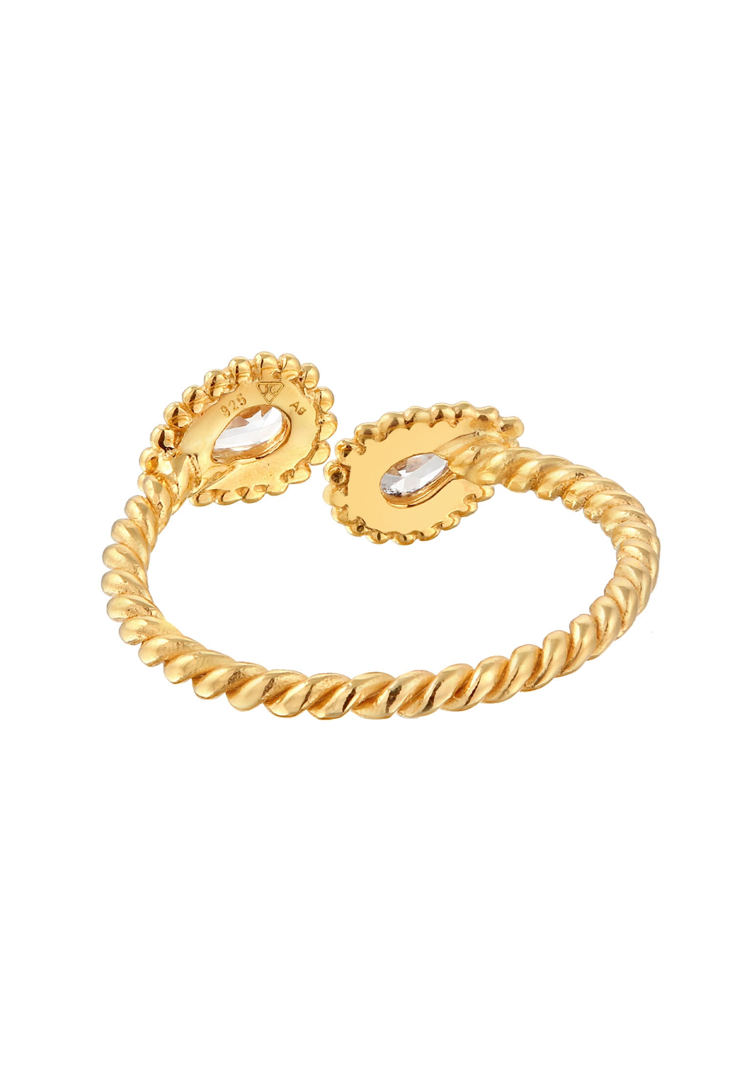 Elli Silberring »Ring Zirkonia Tropfen Vintage Look 925 Silber vergoldet«