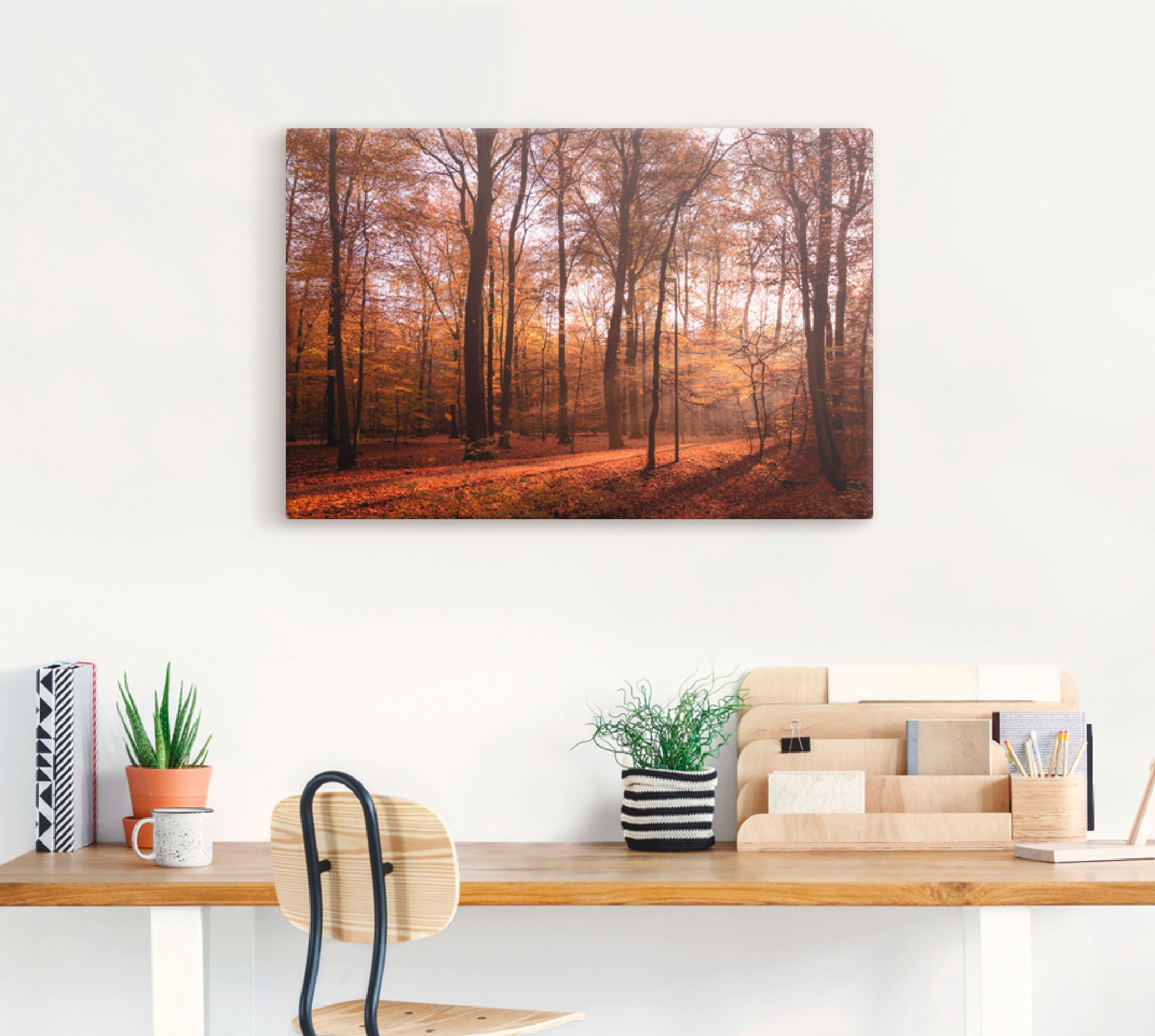 Artland Leinwandbild "Sonnenaufgang im Herbst II" Wald 1 Stk. tlg. auf Holz günstig online kaufen