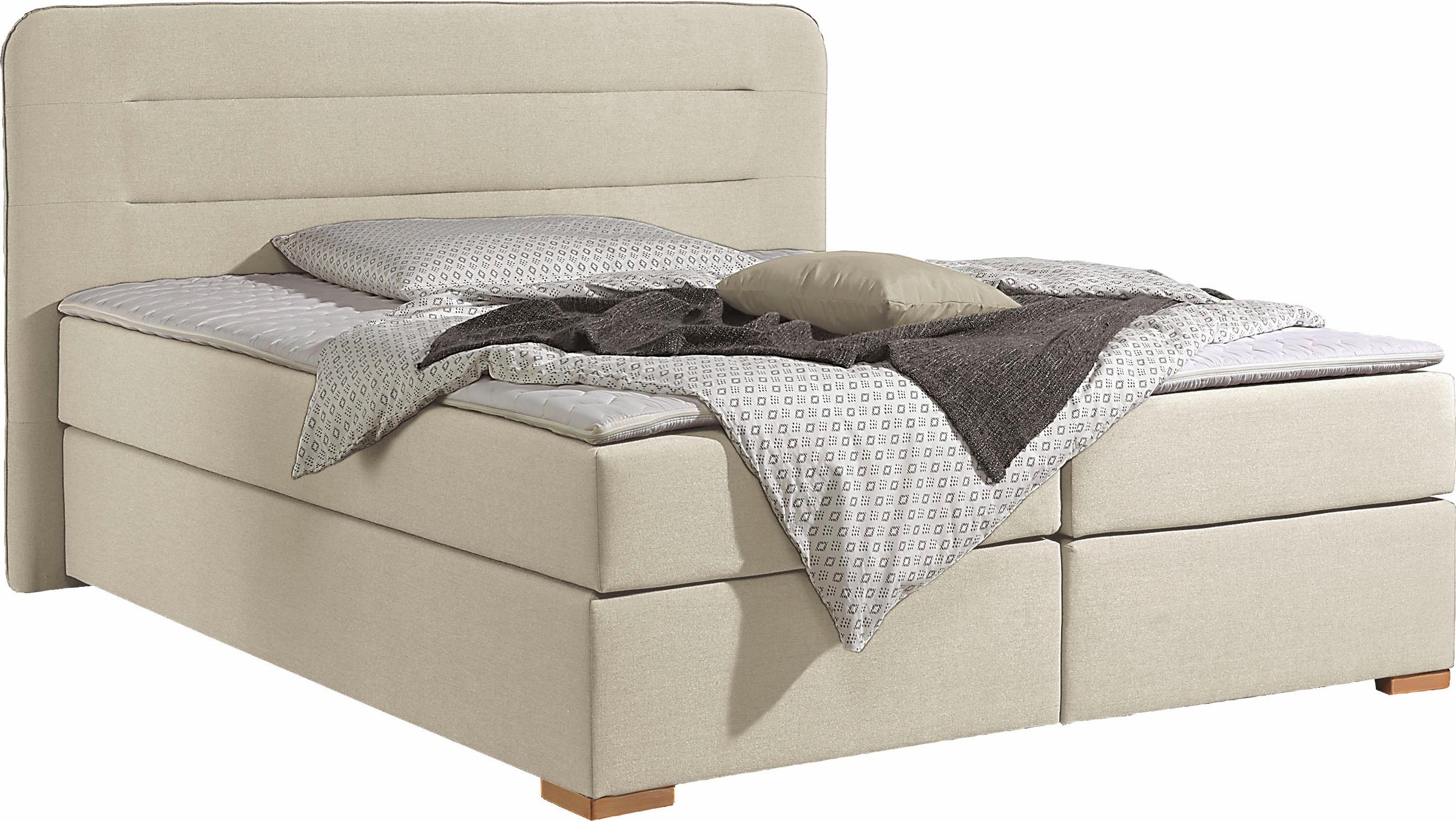 Home affaire Boxspringbett »Manchester«, 5 Breiten, 3 Ausführungen, 2 Härtegraden, Topper, Steppung