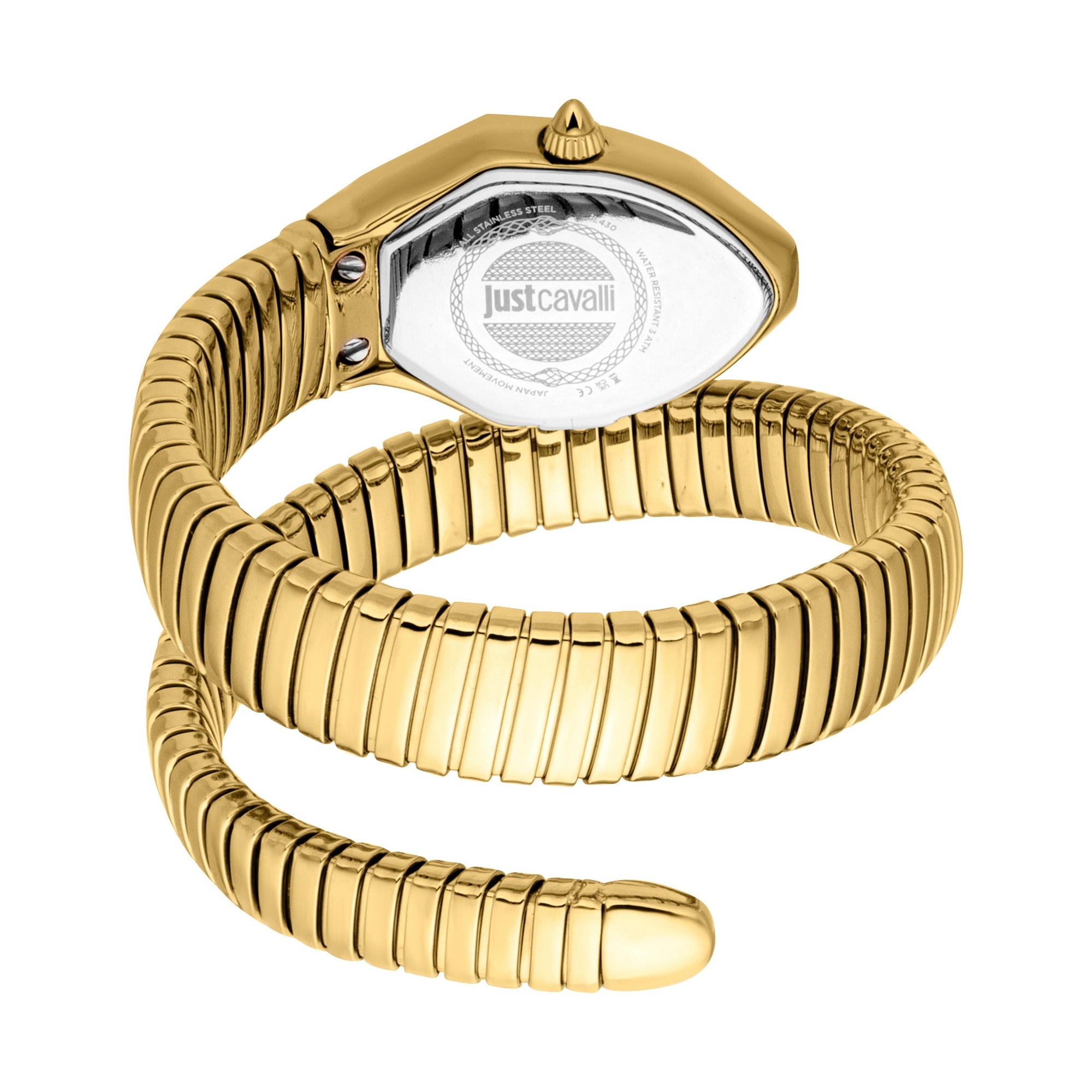 Just Cavalli Time Quarzuhr »Signature Snake« Armbanduhr, Edelstahlarmband, analog, Kristallsteine
