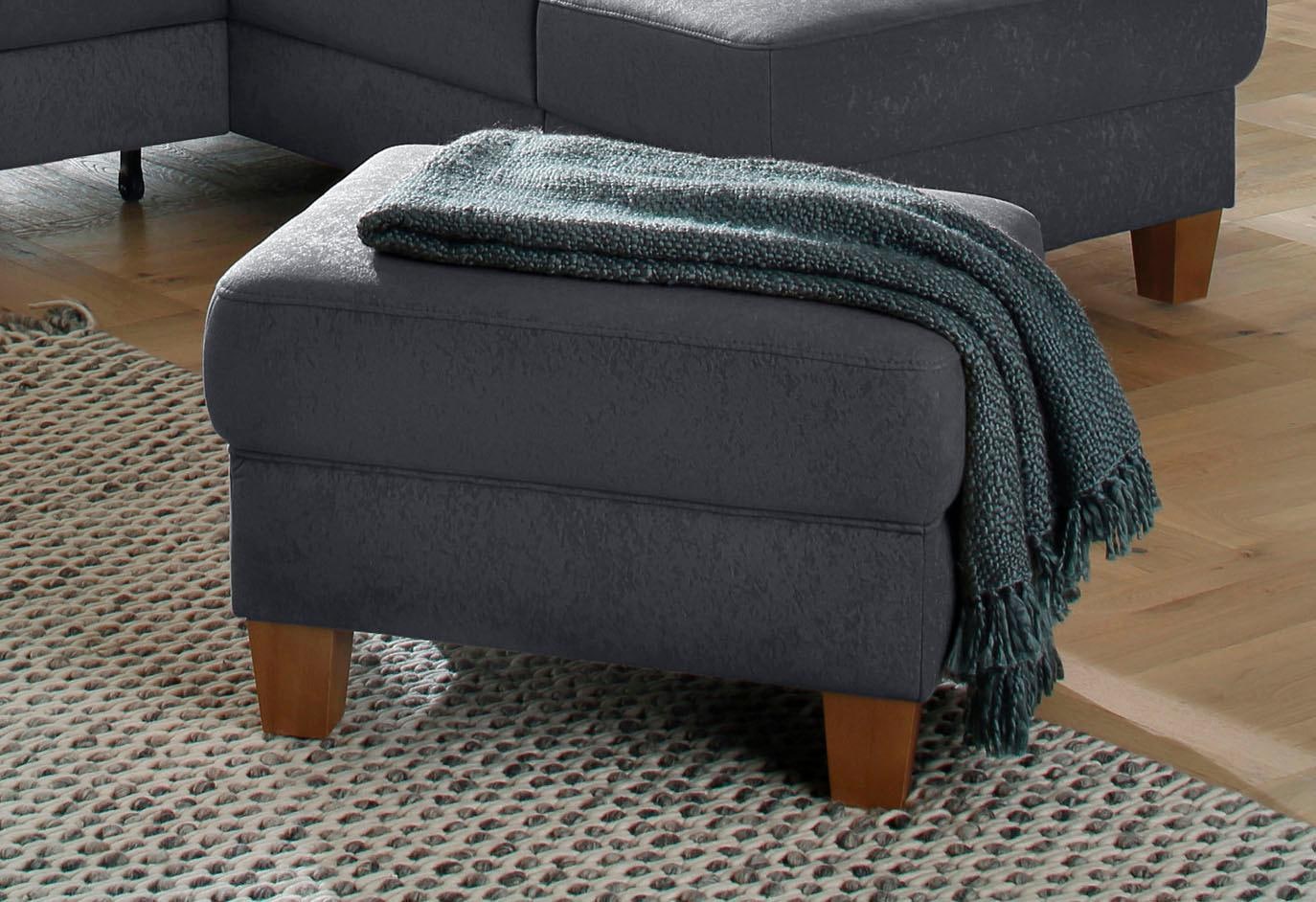 OTTO home Hocker "Texel" mit Federkern und Kontrastnaht, Füße Buche eichefarben