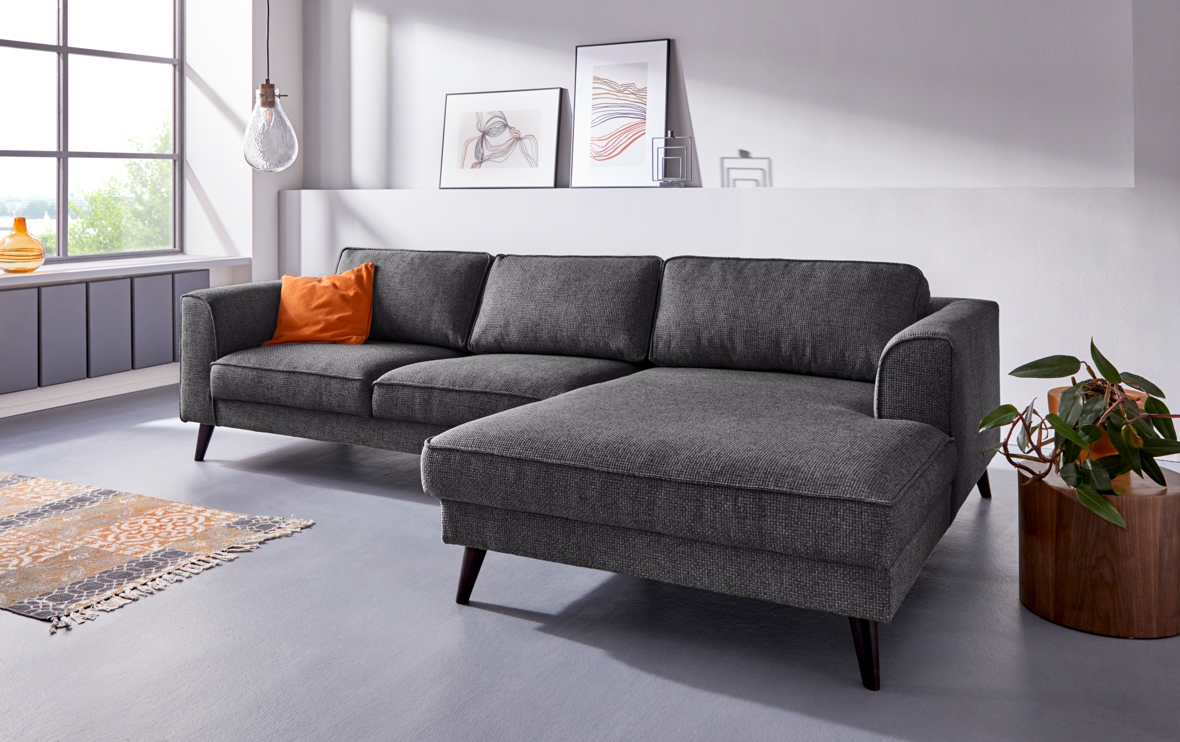 INOSIGN Ecksofa »Lumber Jack, elegant und bequem, Breite 280, hoher Fuß, L-Form«, in moderner Optik