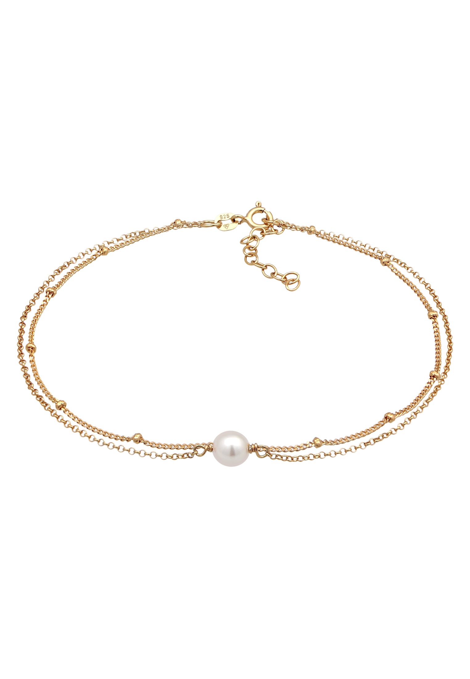 Elli Fußkette »Fußschmuck Muschelkernperle Kugelkette Layer 925 Silber«
