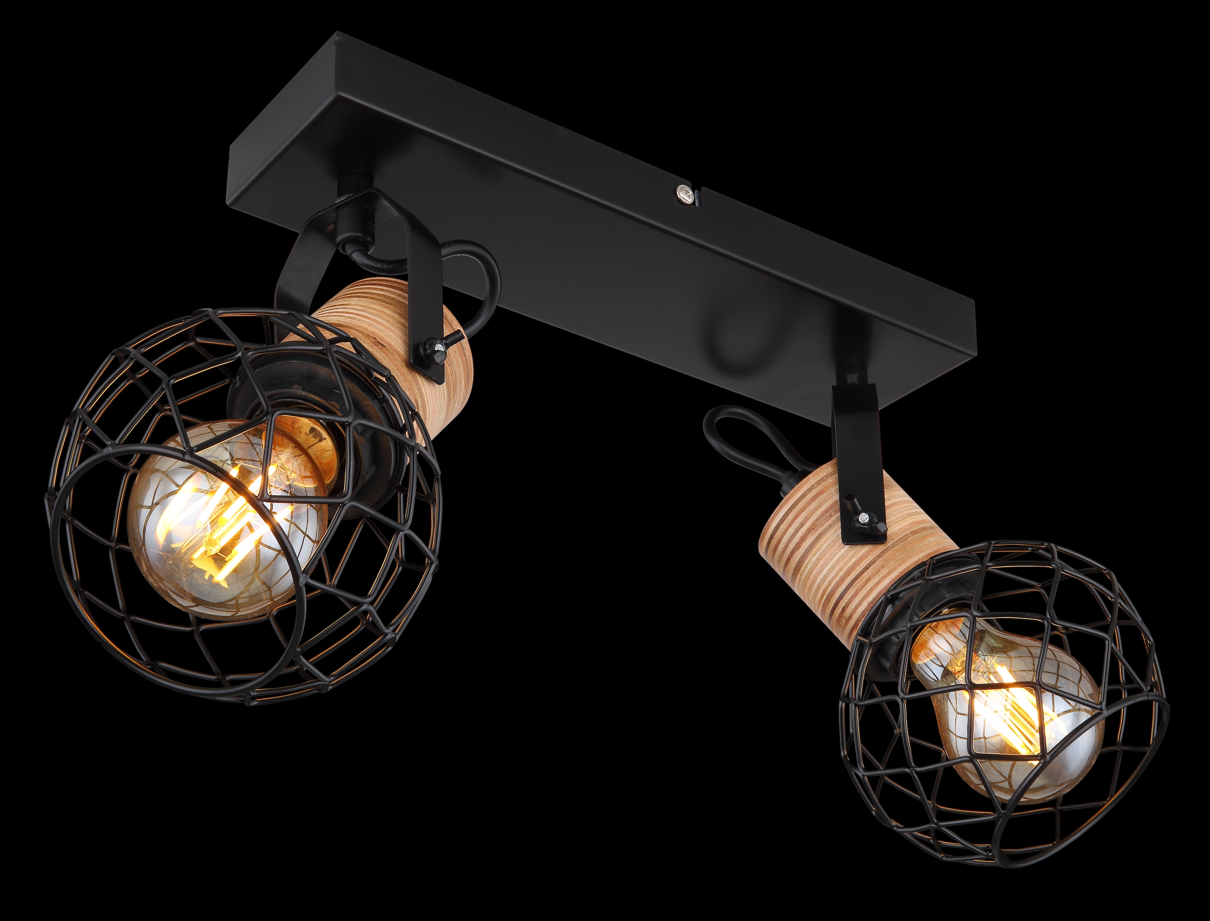 GLOBO LIGHTING Deckenstrahler »LACKY«, Leuchtmittel E27 | ohne Leuchtmittel, Deckenspot/schwarz/MDF braun/ Flur/Wohnzimmer/Schlafzimmer