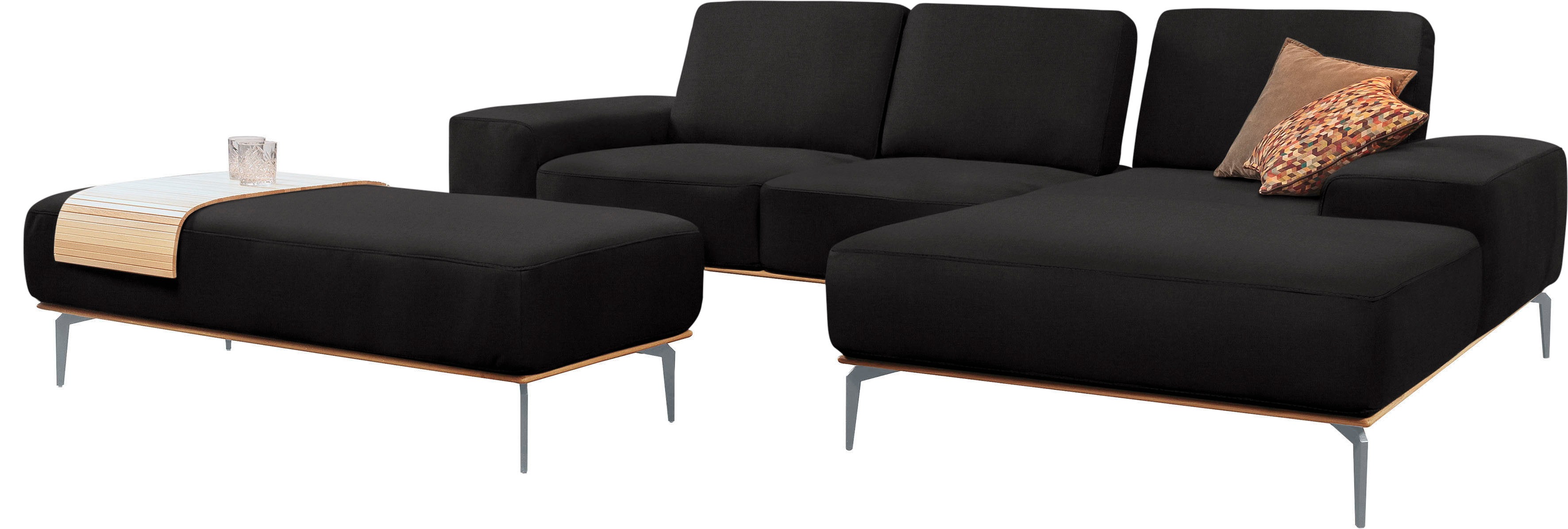 Thumbnail - W.SCHILLIG Ecksofa "run, Designsofa mit tollem Sitzkomfort, bequem, L-Form", mit elegantem Holzsockel, Füße in Silber ma...