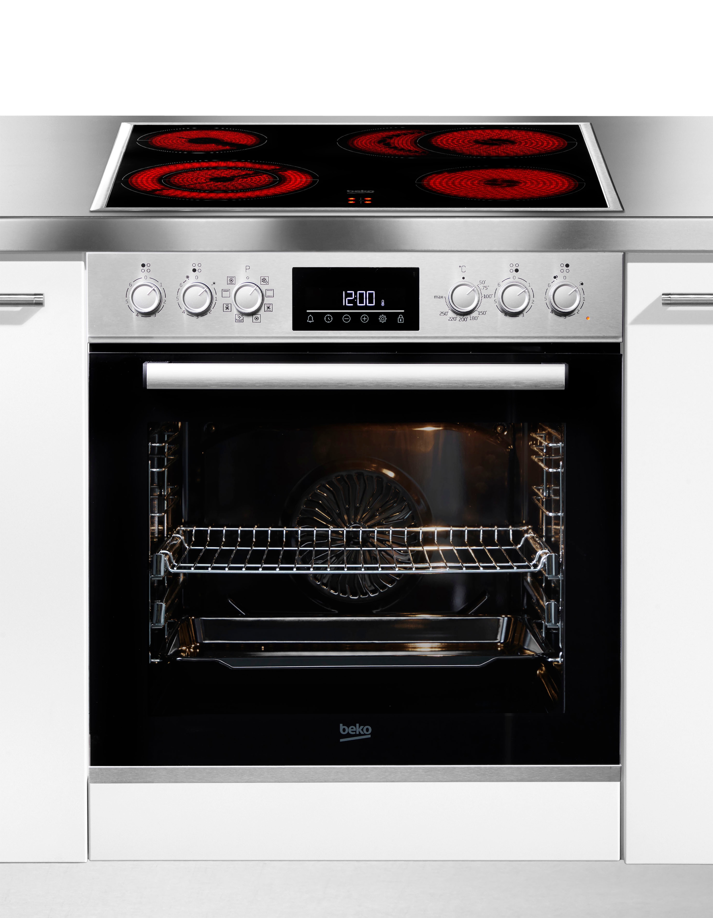BEKO Elektro-Herd-Set "BBUM12322X", silber, Herdsets, Gleichmäßige Heißluft für perfekte Ergebnisse dank Aeroperfect