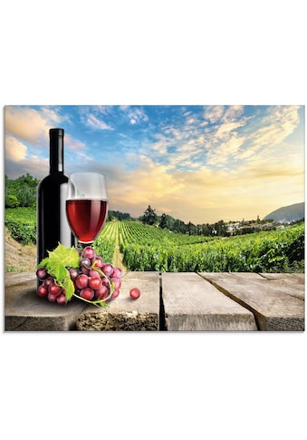 Glasbild »Wein vor Weinbergen«, Berge, (1 St.)