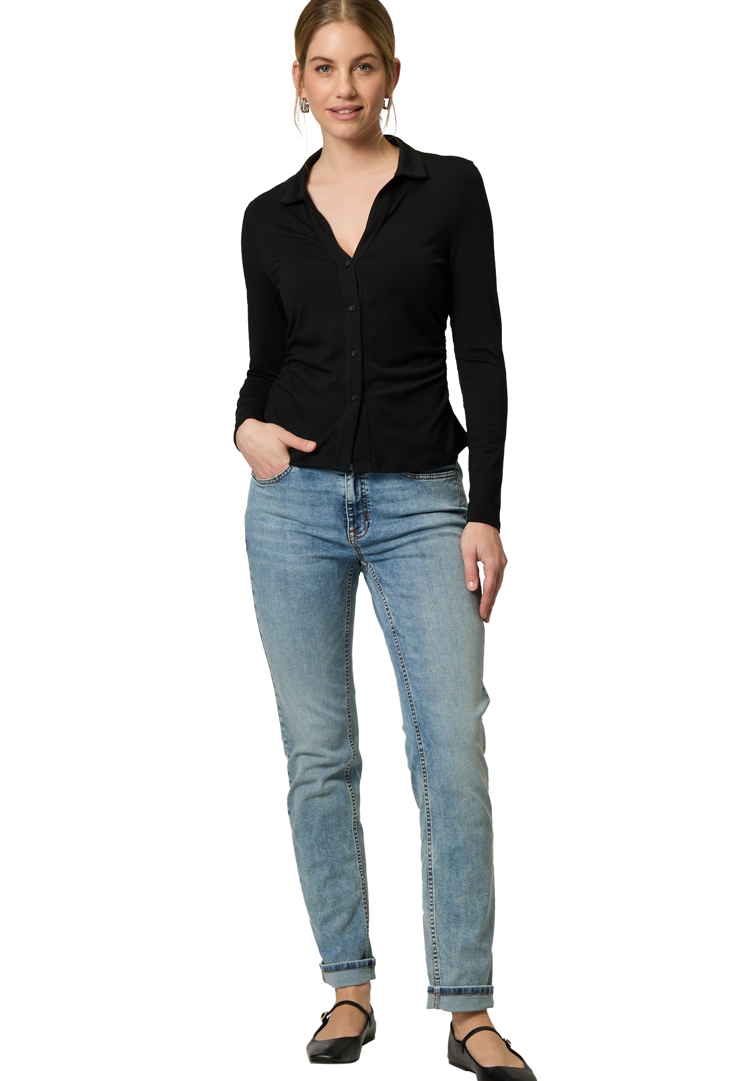 Zero Kurzarmshirt »zero Shirt mit Knopfleiste«, (1 tlg.), Knopfleiste