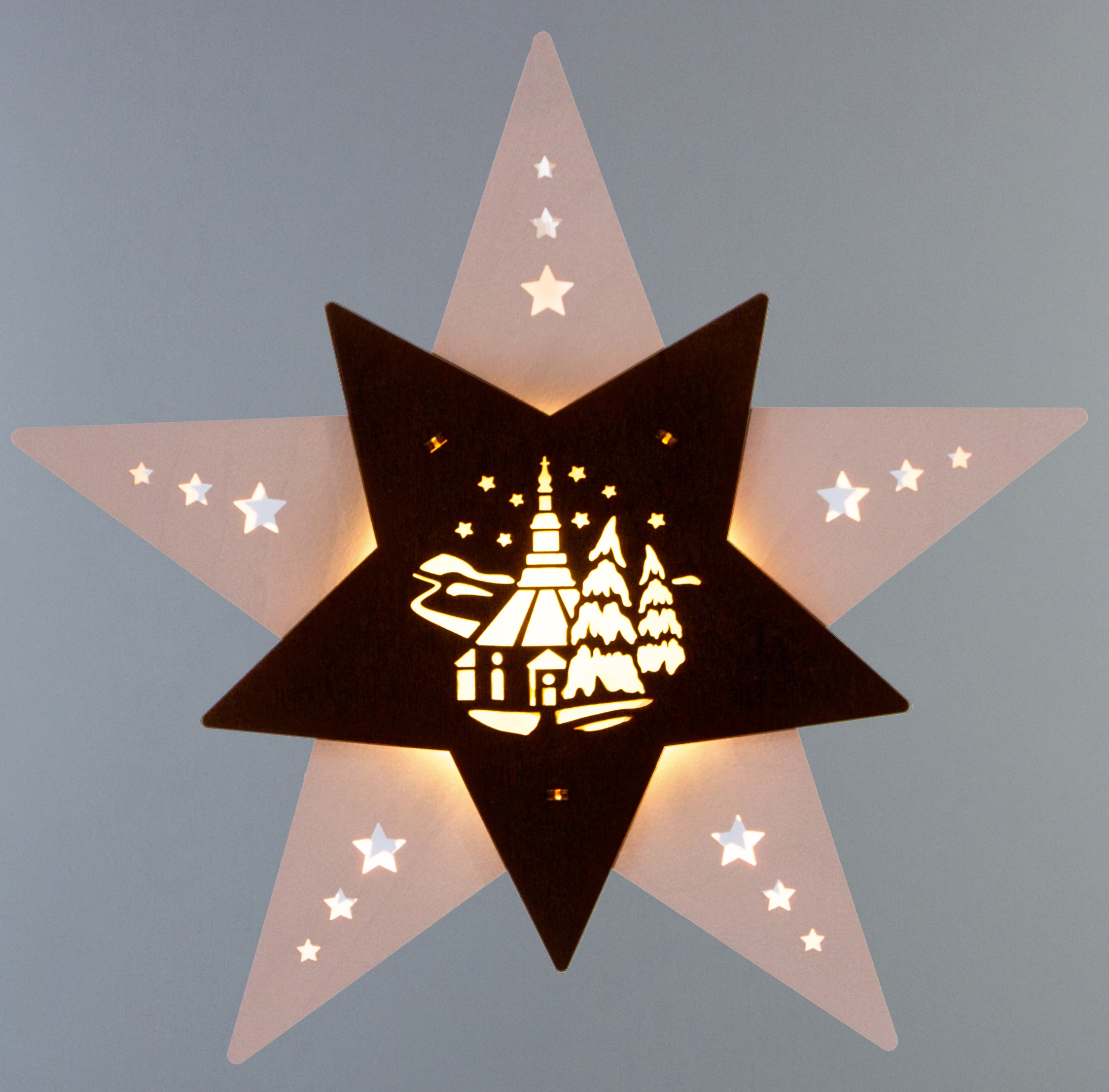 Weigla LED Stern »Seiffener Kirche, Fensterbild flammig-flammig, BAUR beleuchtetes | 1 Weihnachtsdeko«