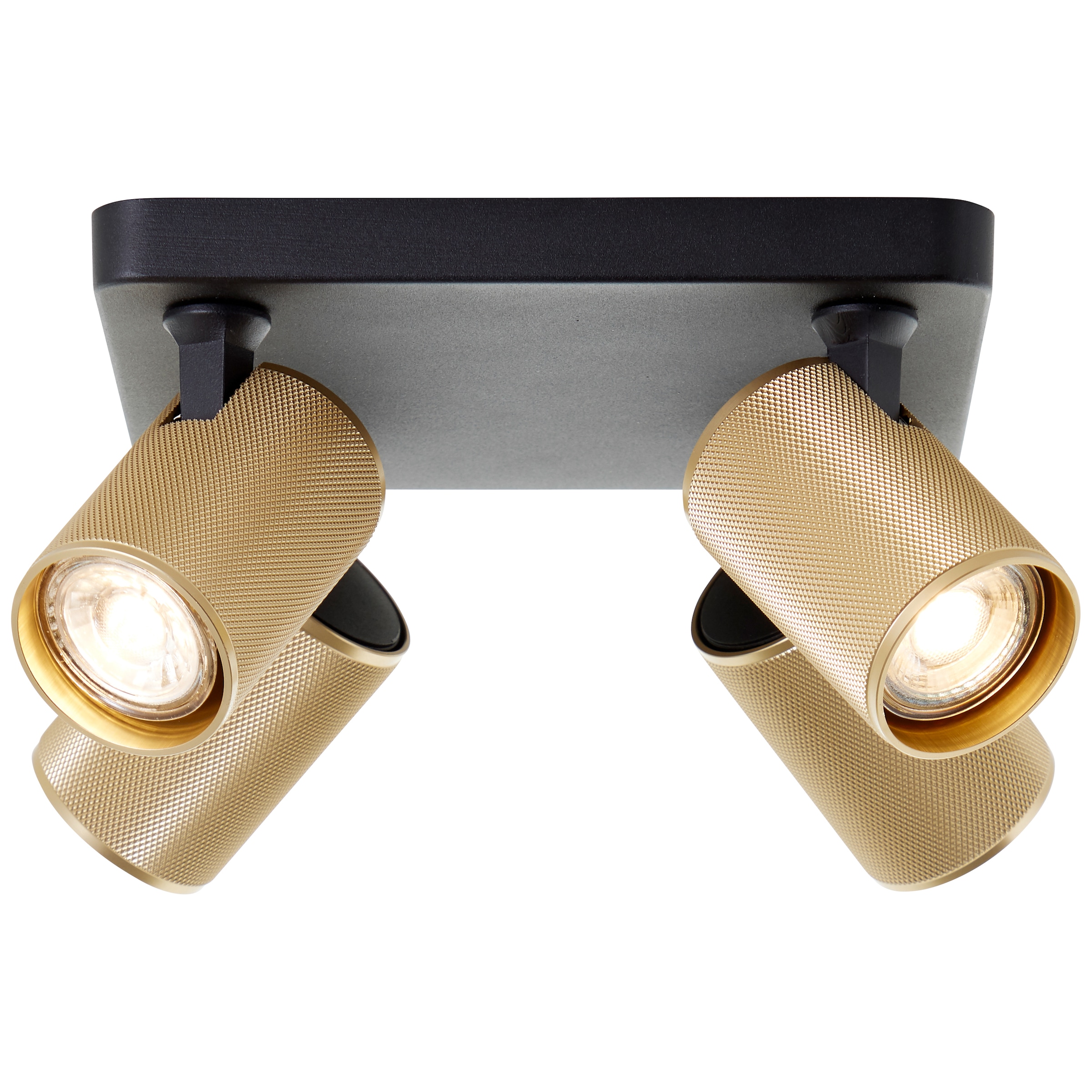 Brilliant Deckenstrahler »Marty«, 4 flammig, Leuchtmittel GU10 | LED wechselbar, Spotplatte schwenkbar, 22 x 22 cm, GU10, 345lm, schwarz/matt gold