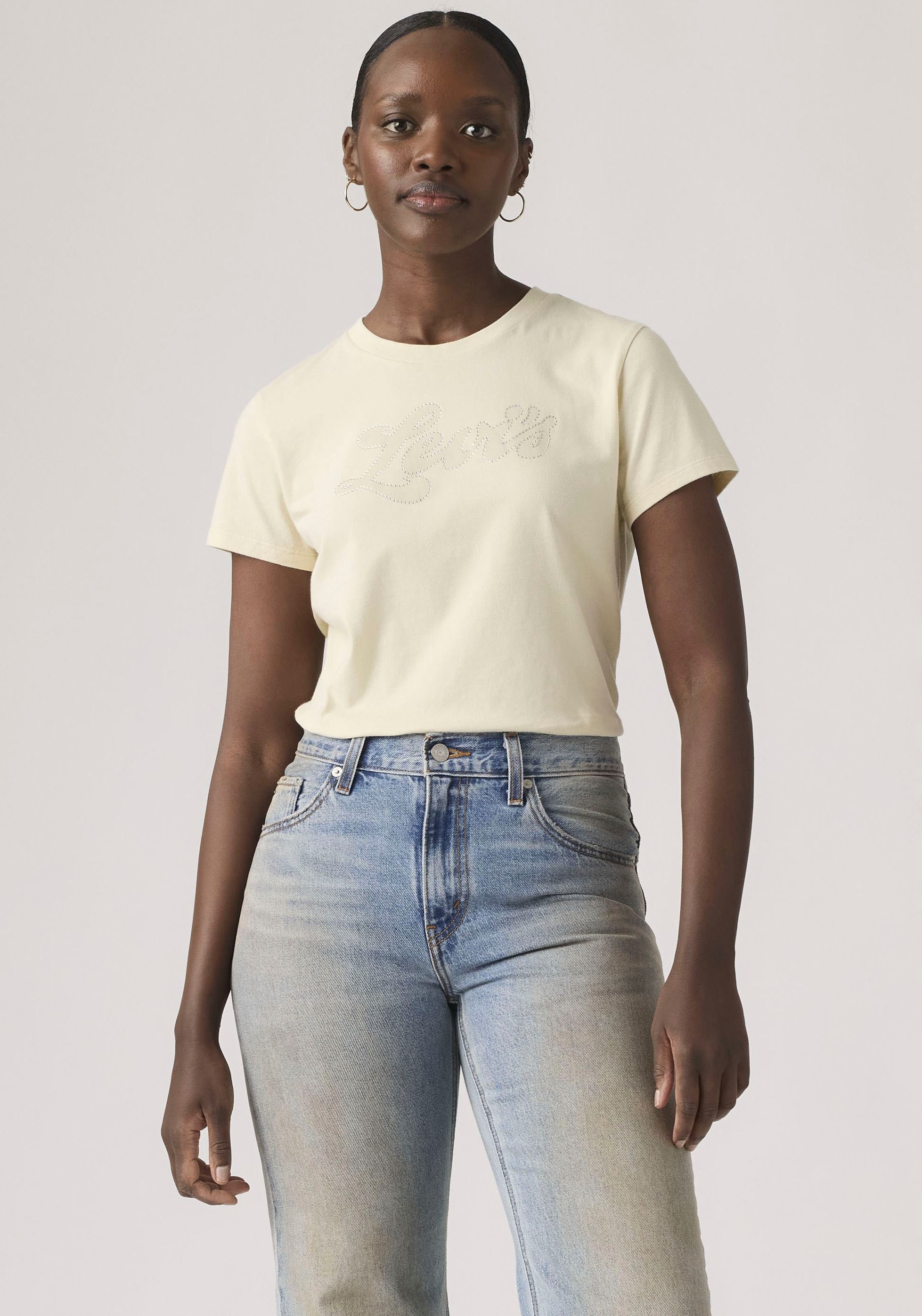 Levis Rundhalsshirt "THE PERFECT TEE" mit Logo im Metallic-Holo Print