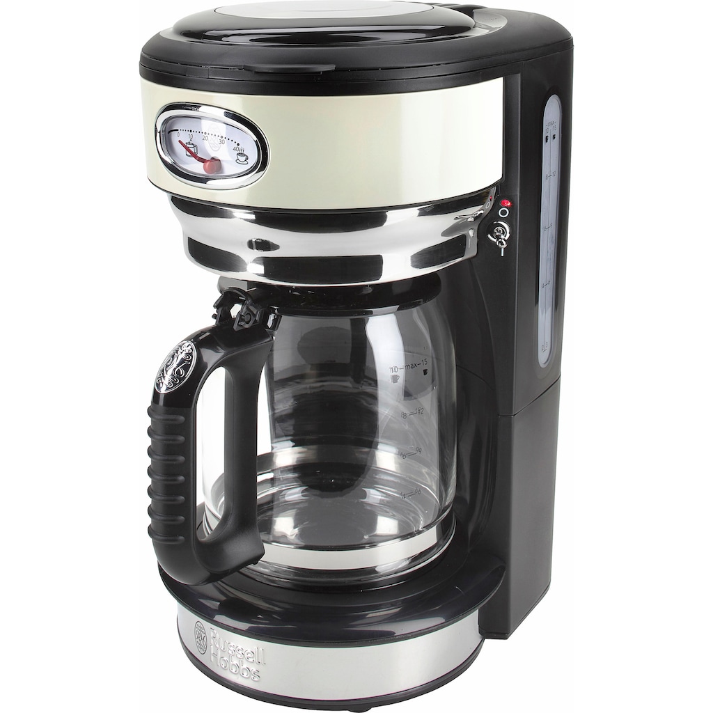 RUSSELL HOBBS Filterkaffeemaschine »Retro Vintage Cream 21702-56«, 1,25 l Kaffeekanne, Papierfilter, 1x4, mit Retro-Brühanzeige