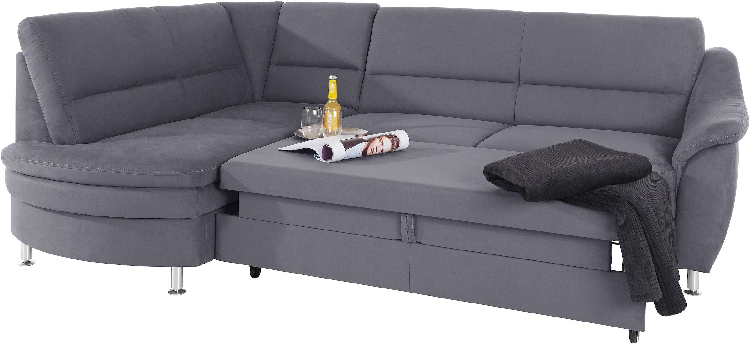 Places of Style Ecksofa »Cardoso L-Form«, Federkern, wahlweise mit Bett, Schubkasten