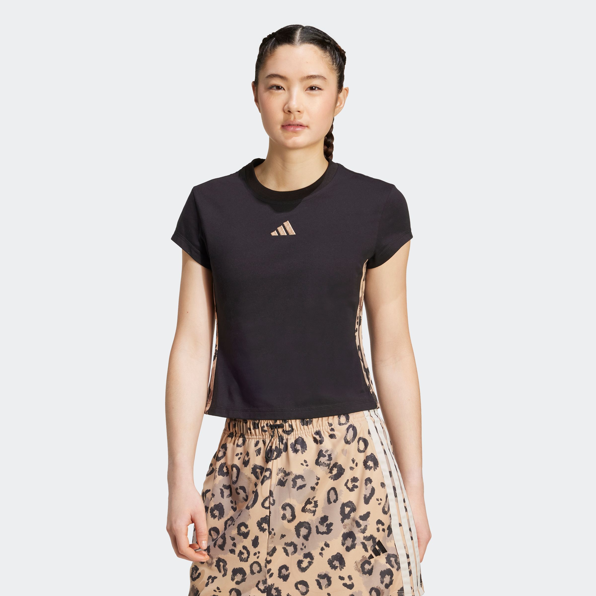adidas Sportswear T-Shirt "ANIMAL PRINT 3-STRIPES" sportlicher Schnitt, kurze Ärmel, mit Leopardenprint