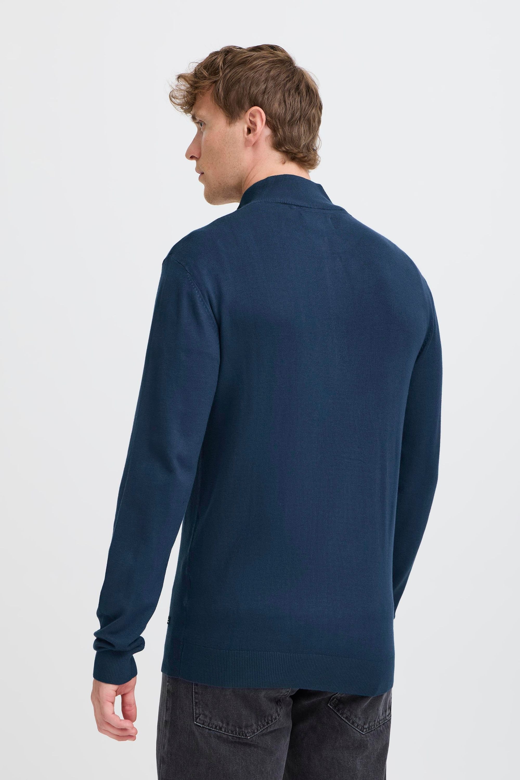 Troyer BLEND "BHWebex", Herren, Gr. S, marineblaus, Feinstrick, 78% Viskose, 22% Polyester, meliert, Basic, normal normal, hoch geschlossener Ausschnitt, Pullover Troyer, Stilvoller Troyer mit Reißverschluss 6