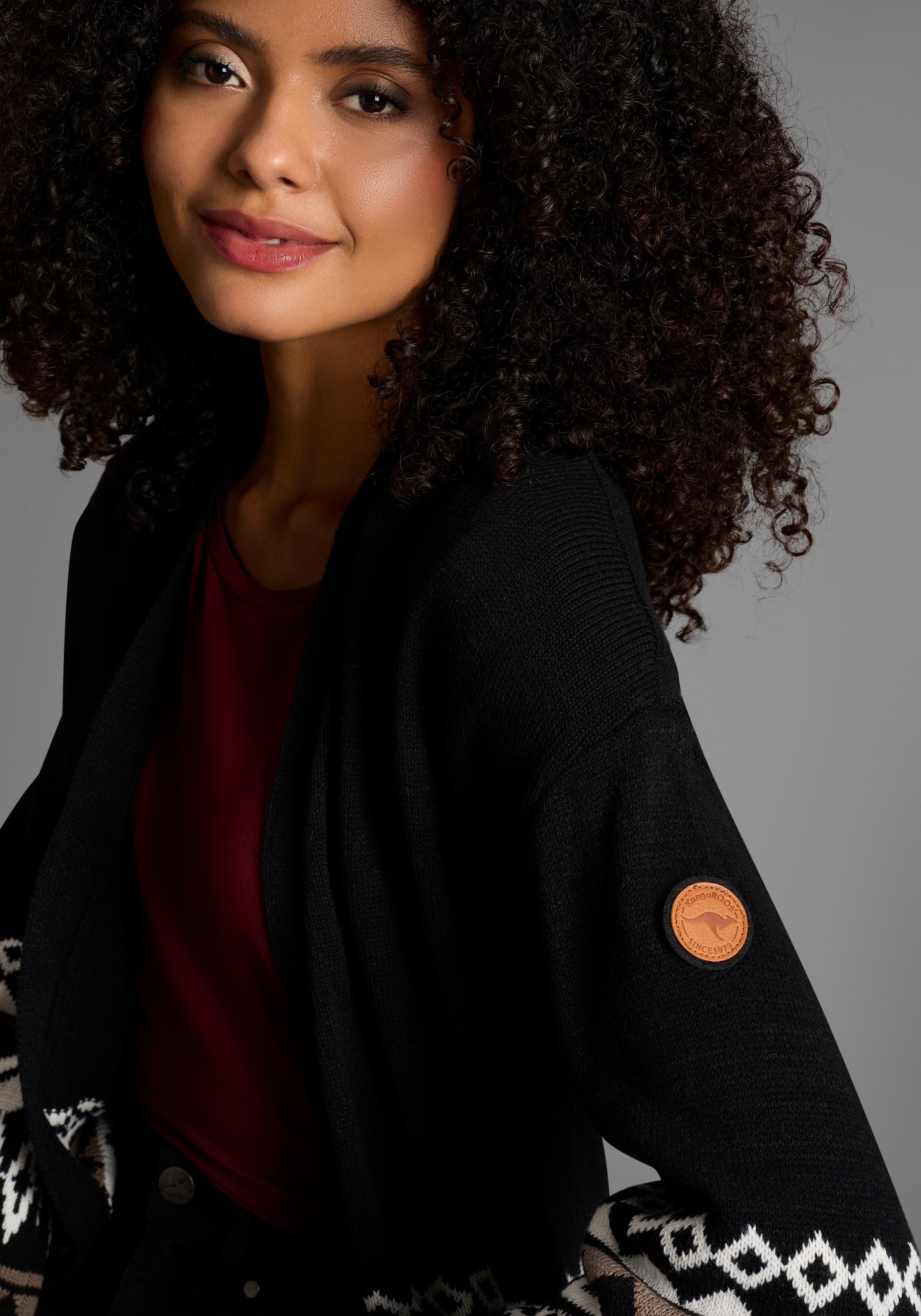 KangaROOS Longstrickjacke , in offener Form im Norweger Muster
