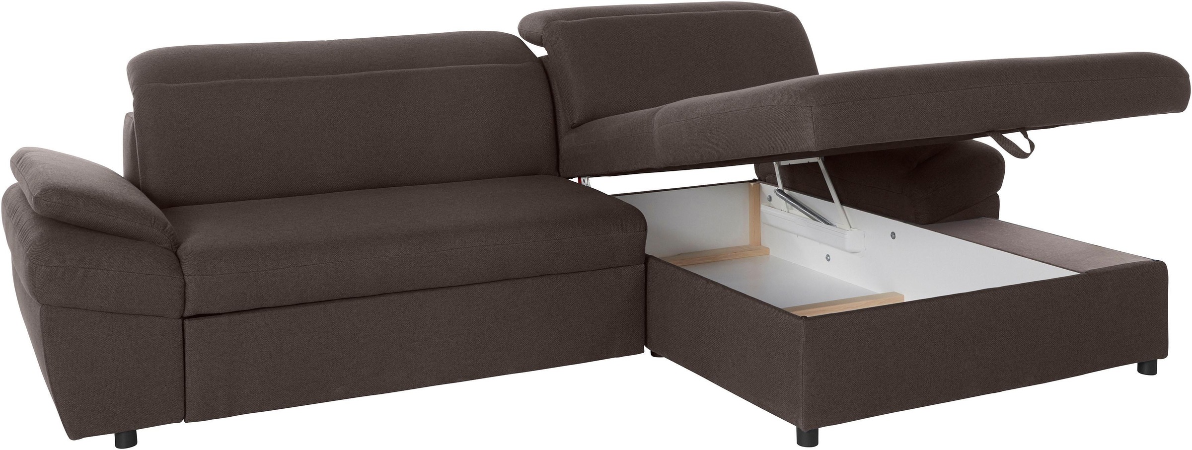 Ecksofa EXXPO - SOFA FASHION "Kyoto, inkl. Kopfteil- und Armteilverstellung, hoher Sitzkomfort", braun, B:278cm H:98cm T:165cm, Sofas, Ecksofa, wahlweise mit Bettfunktion und Bettkasten, hochwertige Bezüge, L-Form 2