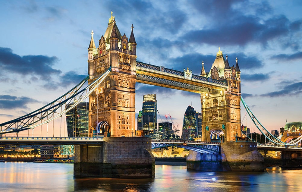 Bönninghoff Leinwandbild "Wandbild TOWER BRIDGE 60x90 cm – Leinwandbild Keilrahmen Deko modern" Brücken Gebäude Großbritannien London Skyline Stadt Städte 1 Stk. tlg. auf Keilrahmen gespannt