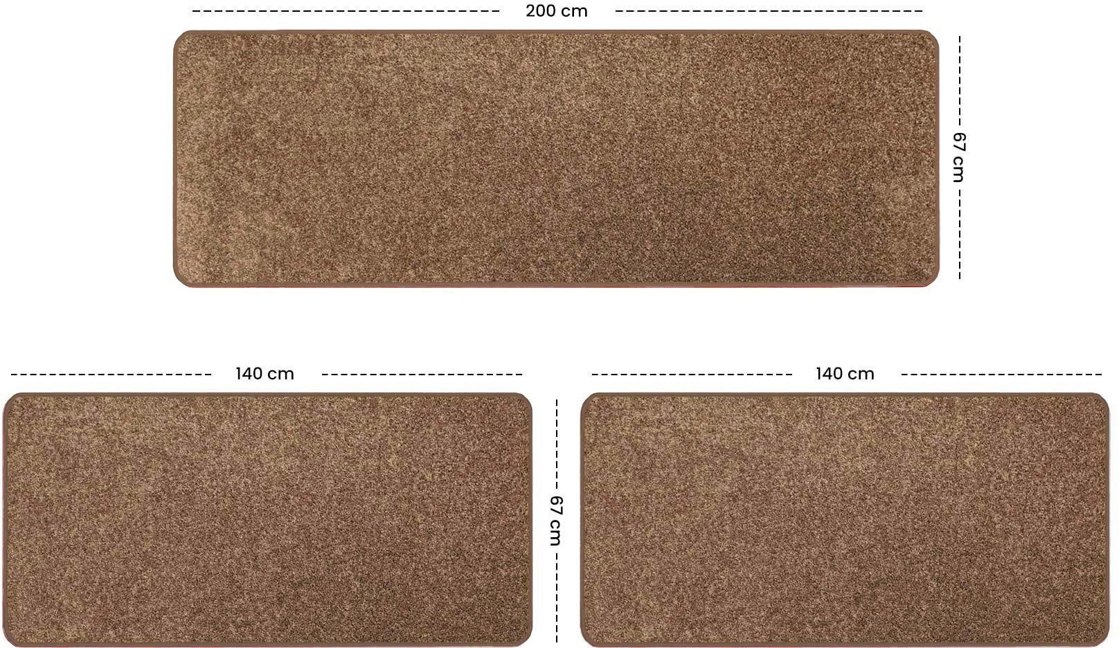 Primaflor-Ideen in Textil Bettumrandung »MUMBAI, Made in Netherlands«, (3 tlg.), Bettvorleger, Läufer-Set, weicher Kurzflor, Uni-Farben