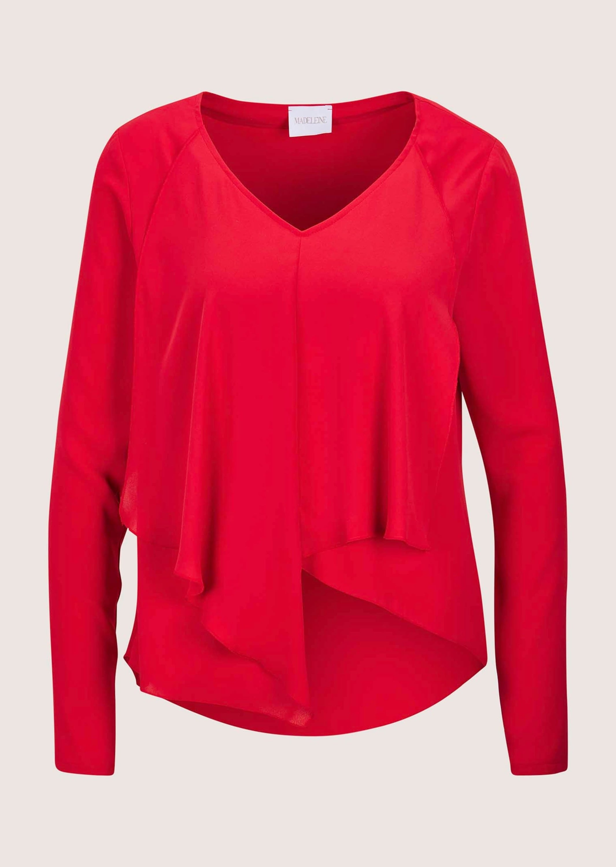 MADELEINE "Volantbluse Elegante Bluse mit asymmetrischem Saum"