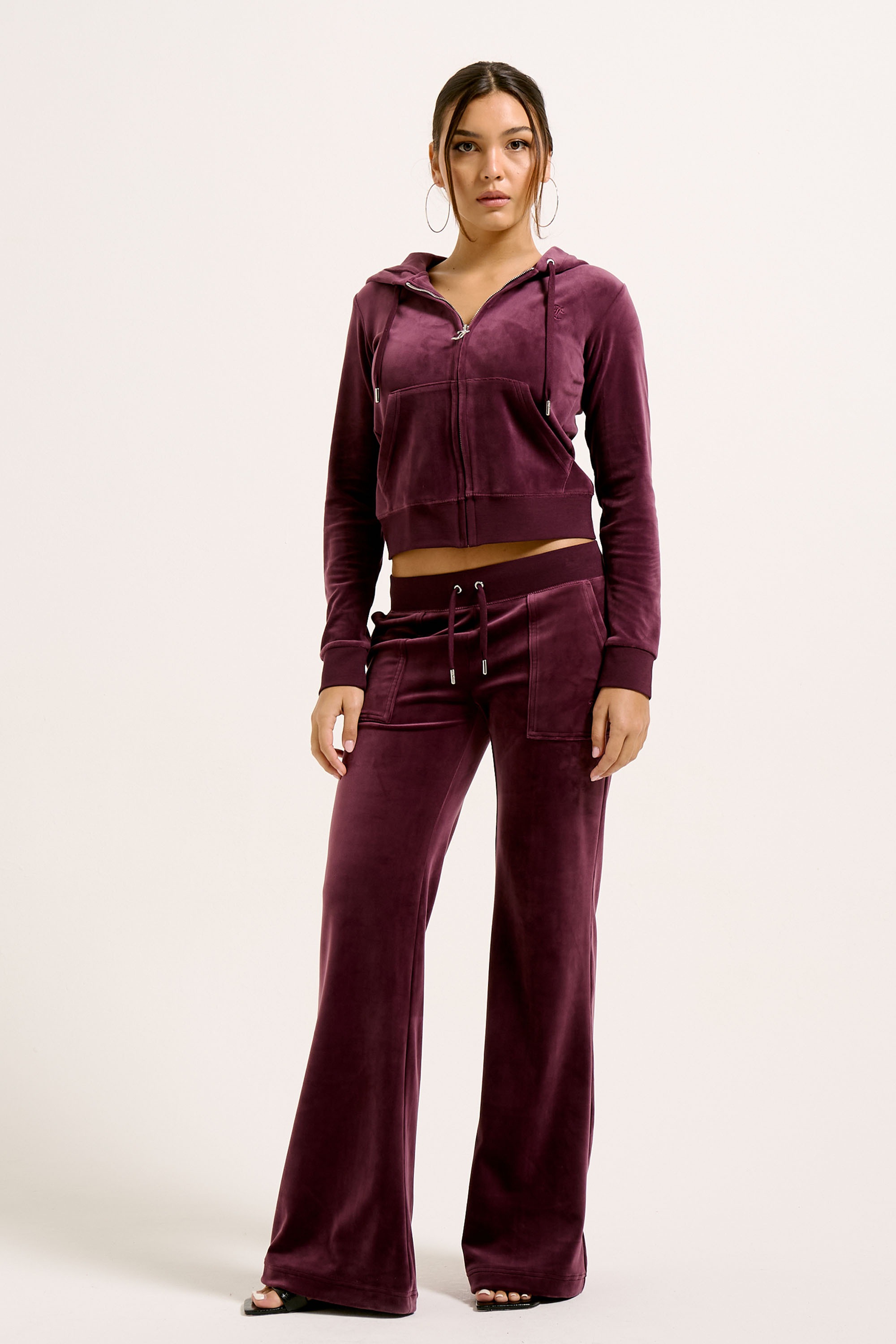 Juicy Couture Kapuzennickijacke »ROBERTSON HOODIE . Damen« mit Kapuze Trainingsjacke Damen, Sweatjacke mit Kapuze, Velour, mit Glitzer, Sale