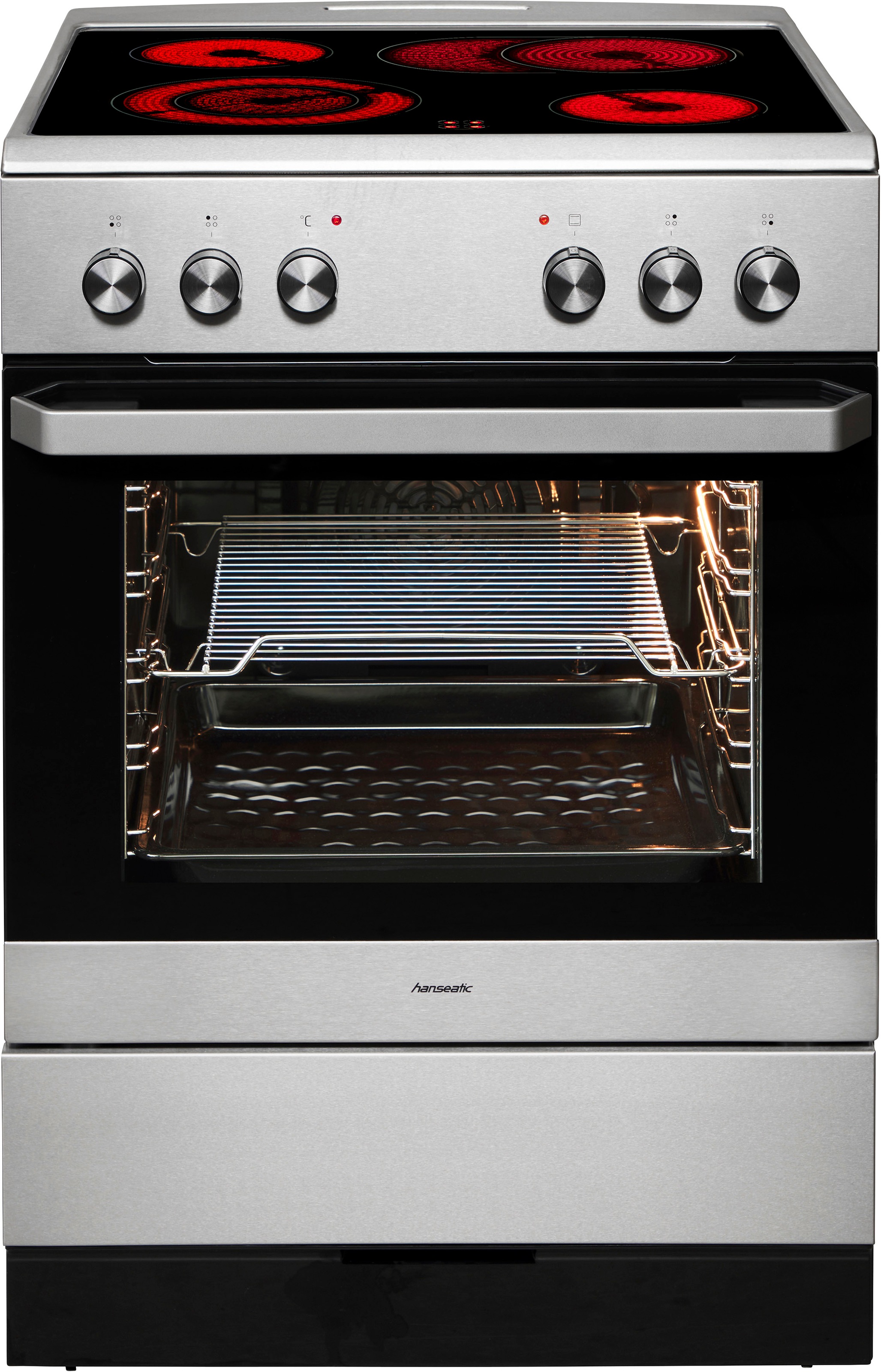 HANSEATIC Elektro-Standherd "6022CE3.334eEDXv", grau, Herdsets