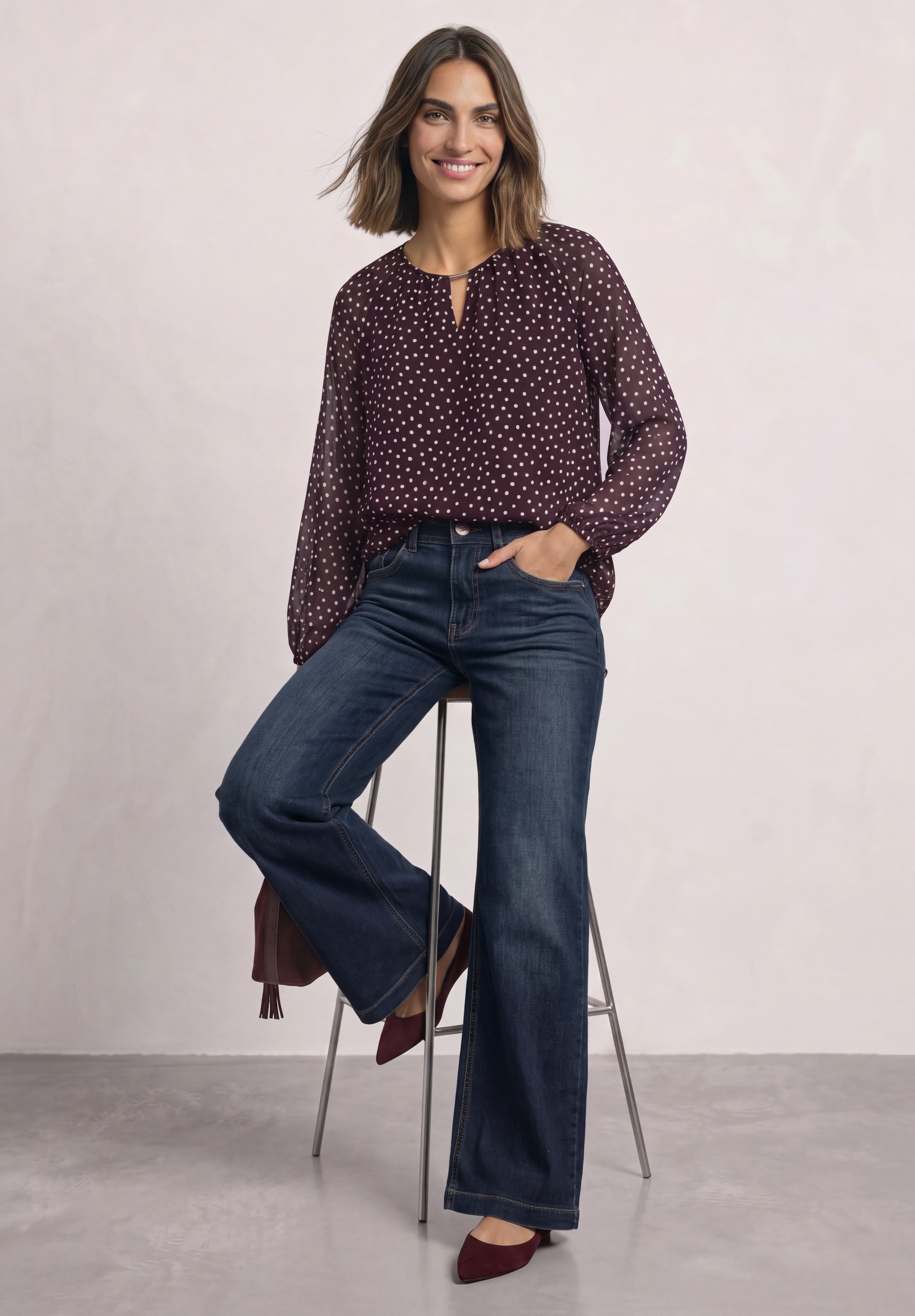 STREET ONE Langarmbluse mit Chiffon-Layer