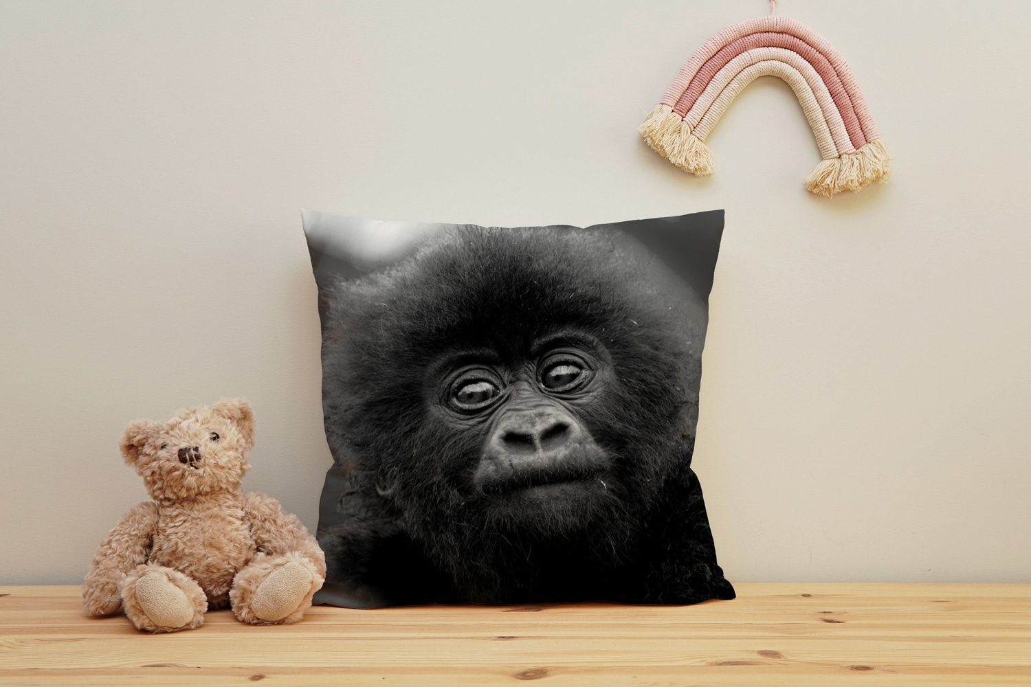 queence Dekokissen "Affen Baby" Kissenhülle mit HD Premium Druck, geruchsneutral, 40x40cm