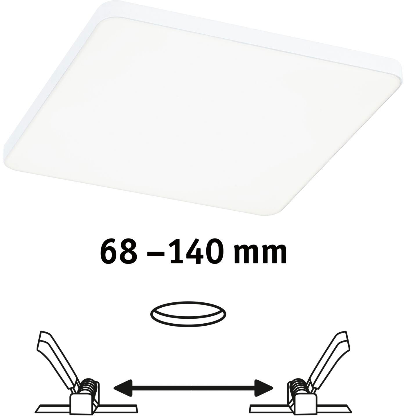 Paulmann LED Einbauleuchte »Veluna VariFit Edge IP44 eckig 160x160mm 1100lm 4000K Weiß dimmbar«, 1 flammig, LED Einbaupanel IP44 eckig 160x160mm 1100lm 4000K Weiß dimmbar