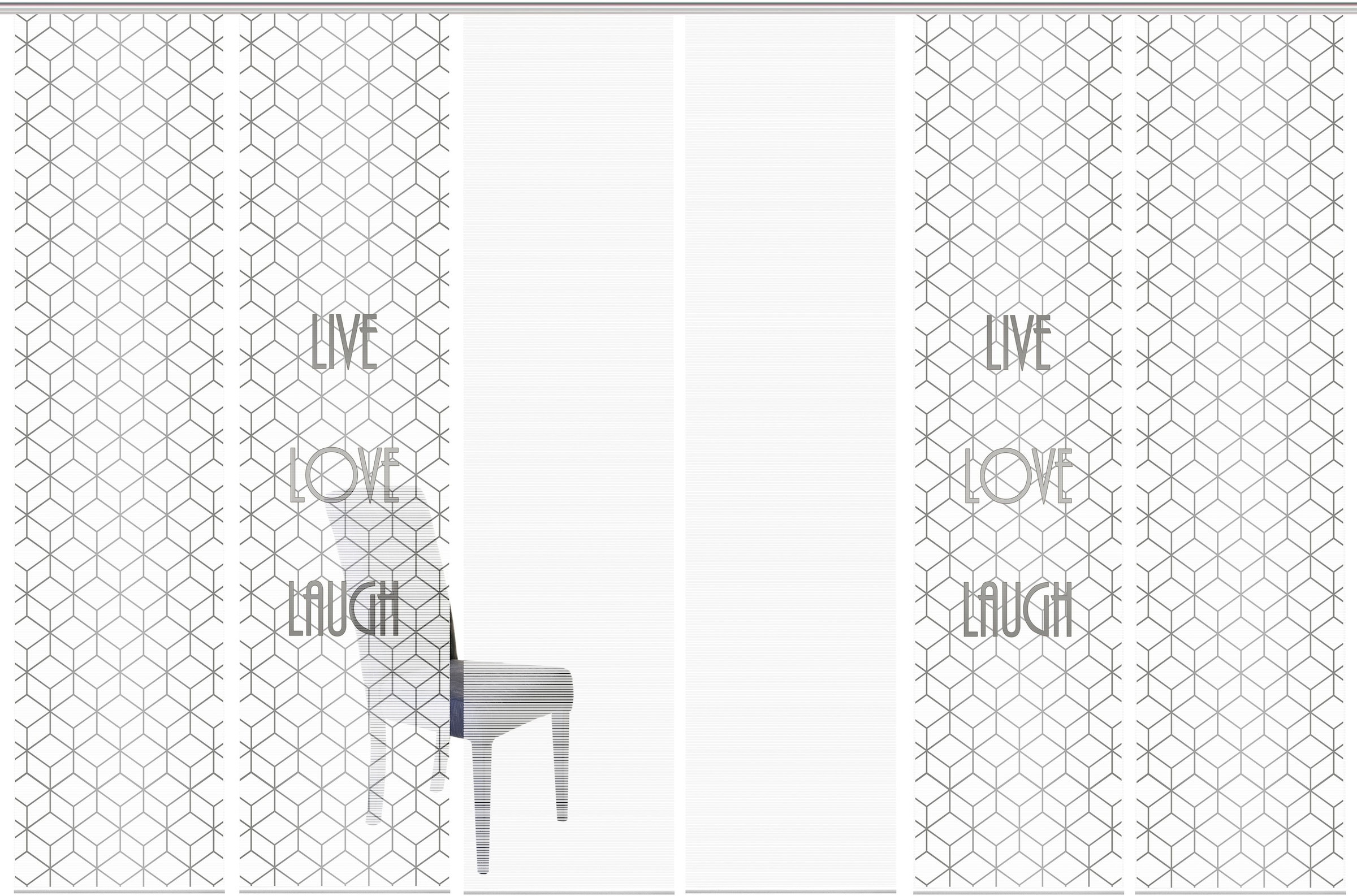Vision S Schiebegardine »LIVE LOVE LAUGH 6er SET«, (6 St.), Bambus-Optik, Digital  bedruckt | BAUR