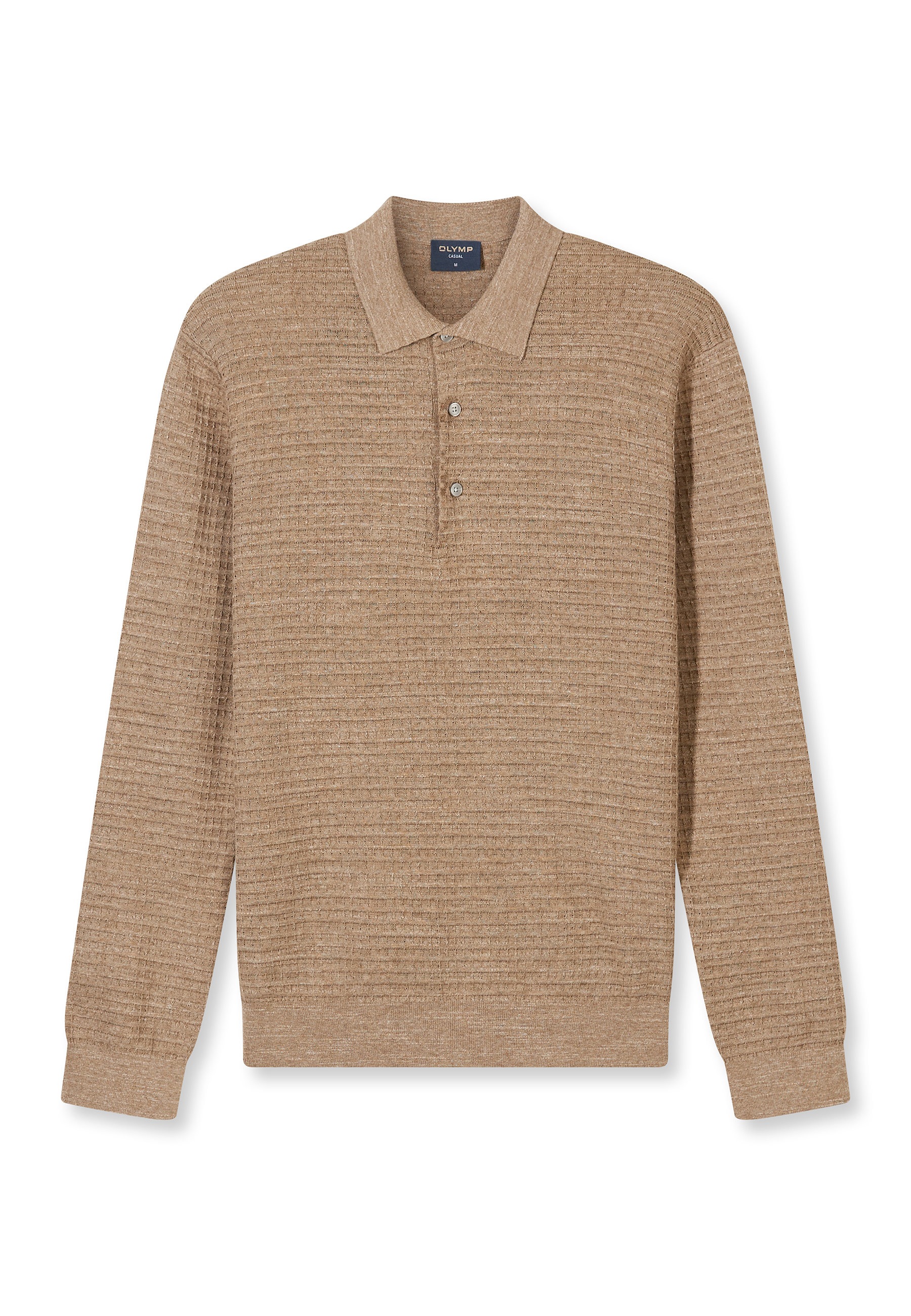 OLYMP Casual Strick Long Sleeve Polo Shirt Brown L
