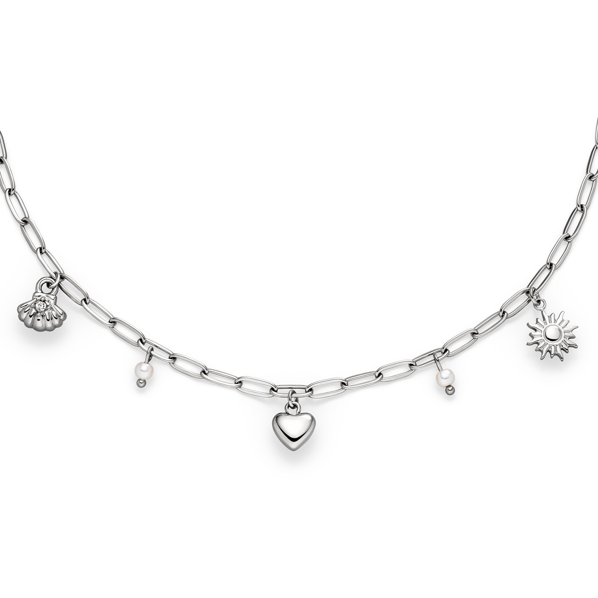 s.Oliver Fußkette mit Anhänger »Summer Charms, Muschel-Design, Herz, Sonne« mit Kunststoffperle